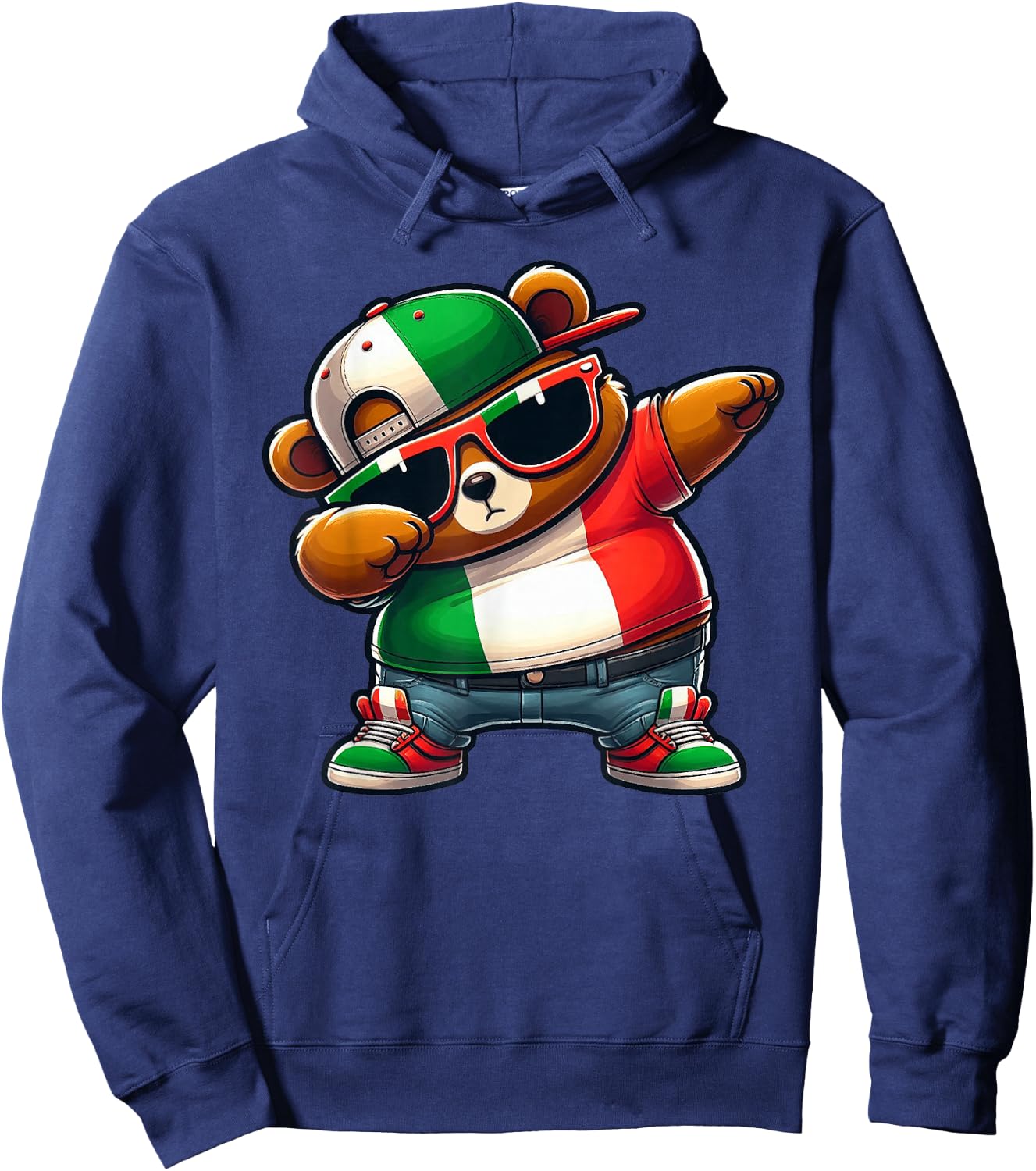 Italian Bear Italia Dab Dabbing Boys Kids 2024 , Blue, S Hoodie - Hoodie | Navy