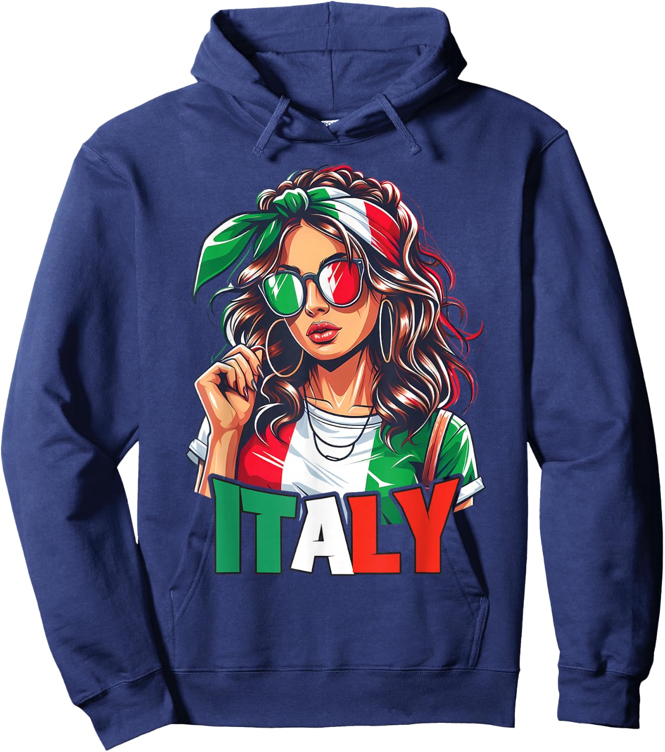 Italy Flag Woman Sunglasses Girls Italy & Italia , black Hoodie - Hoodie | Navy