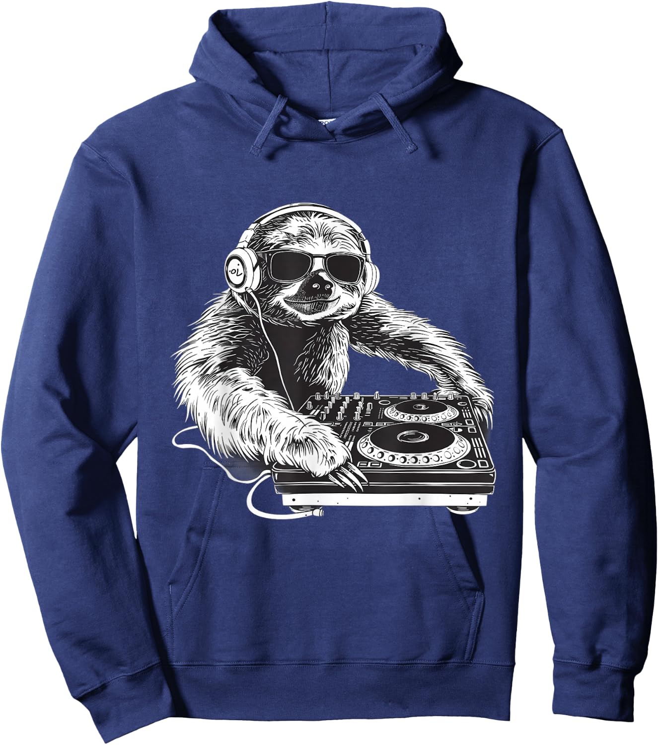 Sloth DJ Music Producer Turntable DJ Sloth House Techno EDM Hoodie - Hoodie | Navy