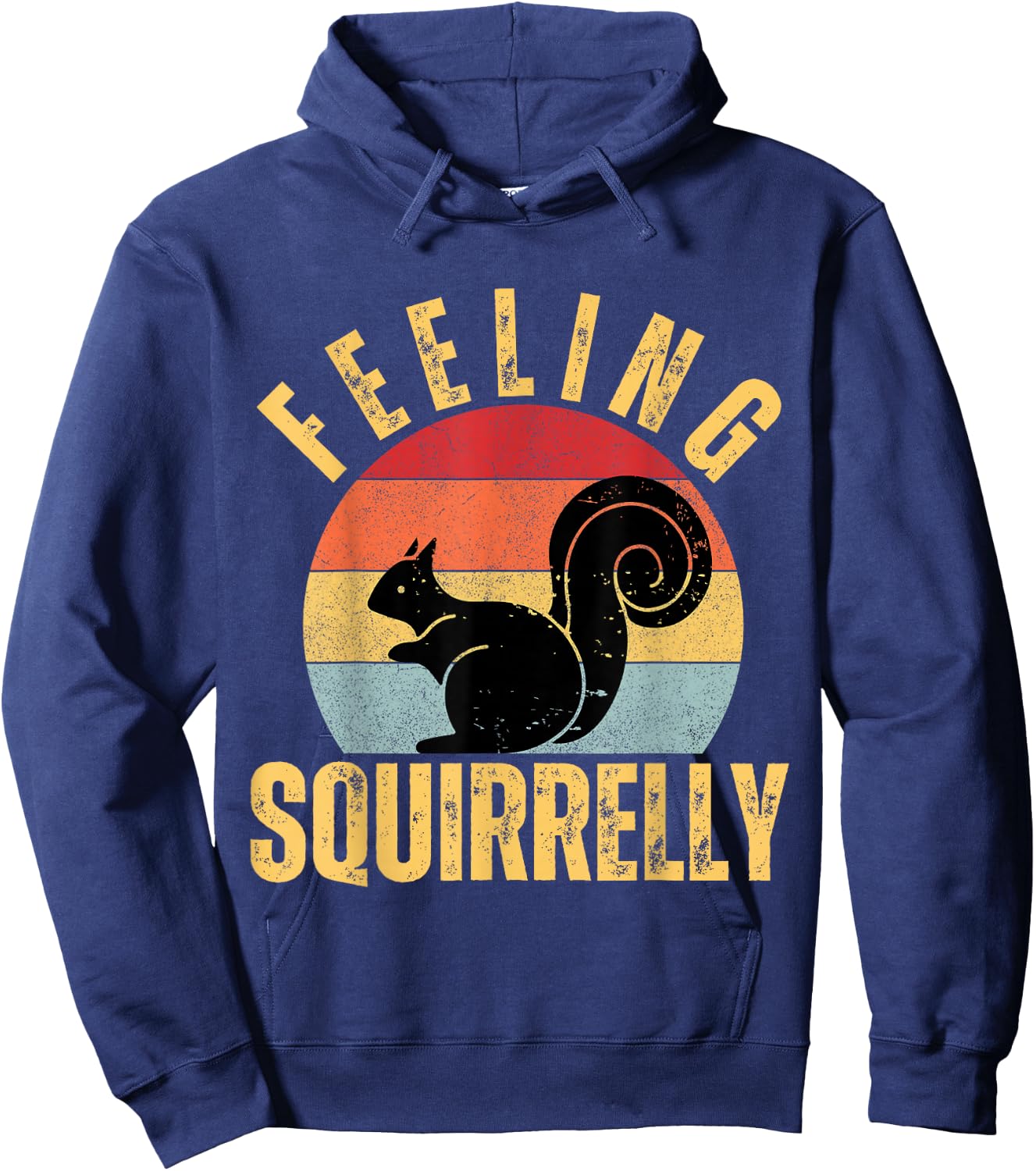 Feeling Squirrelly retro Sunset Squirrel Lover Hoodie - Hoodie | Navy