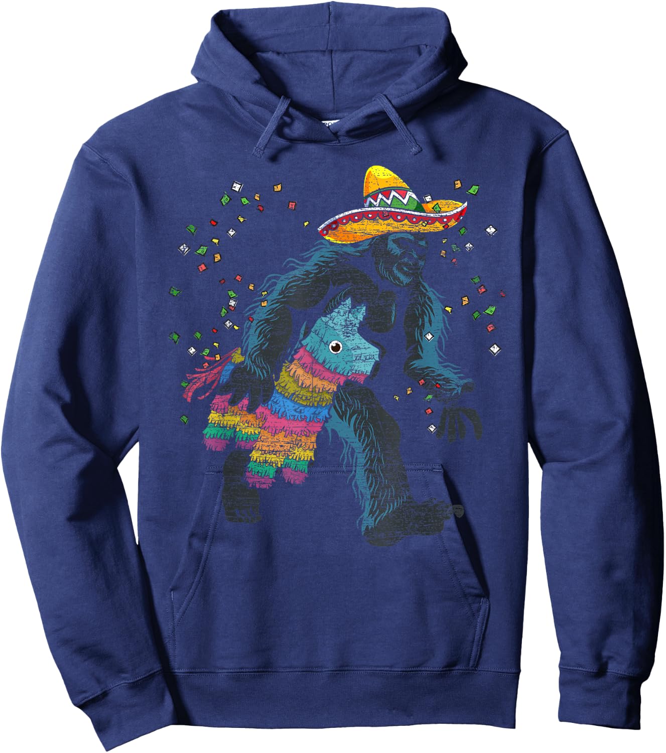 Bigfoot Mexican Pinata Sasquatch Fiesta Funny Cinco De Mayo Hoodie - Hoodie | Navy