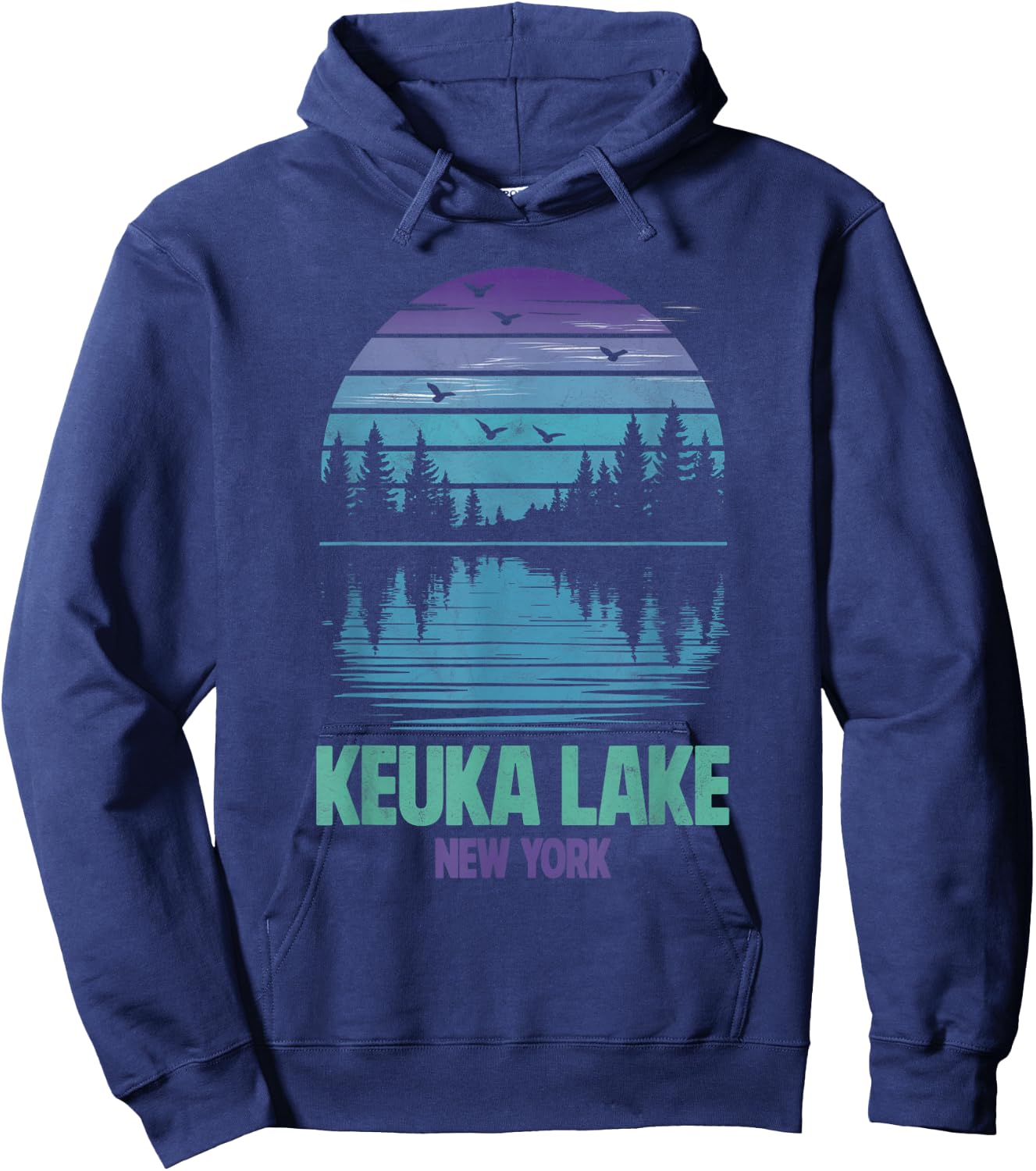 Keuka Lake New York Outdoors Vintage Hoodie - Hoodie | Navy