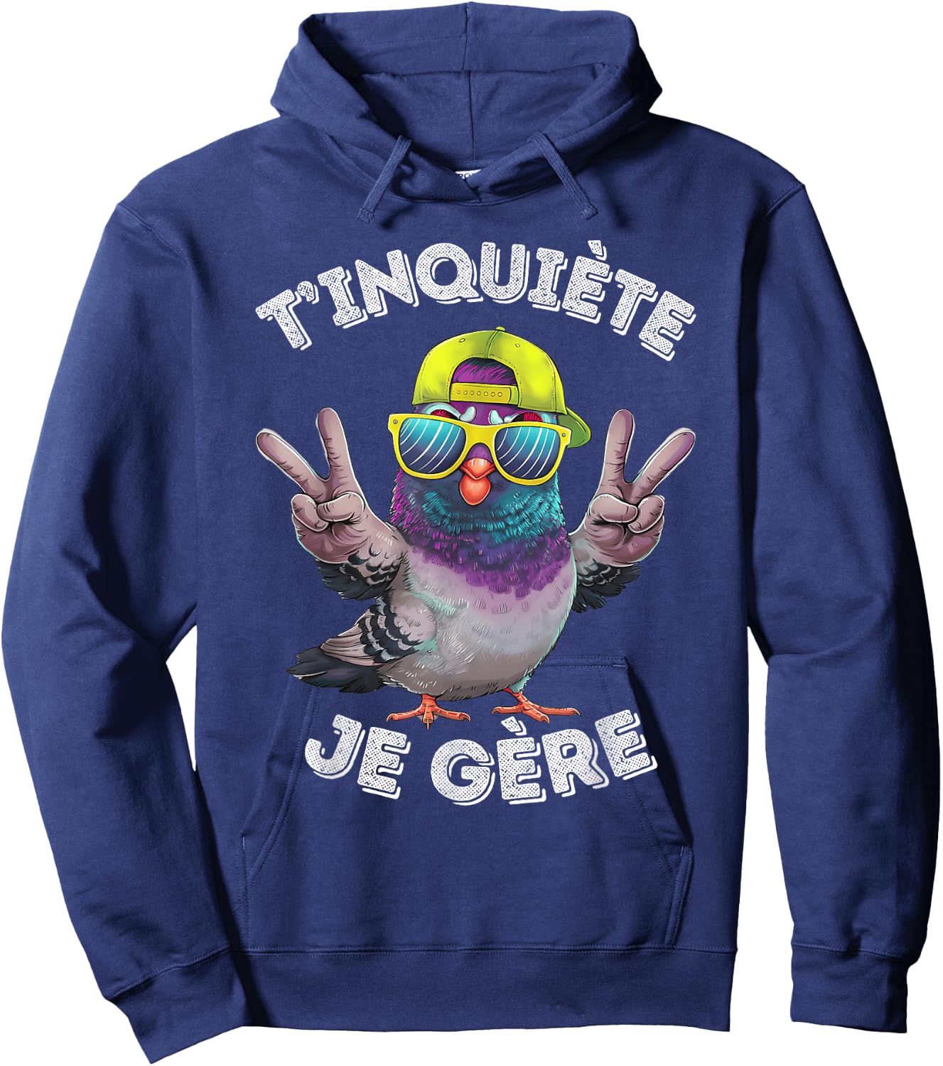 Pigeon Accessory Humour Beer Aperitif T'inquiète Je Gère , Black, S Hoodie - Hoodie | Navy