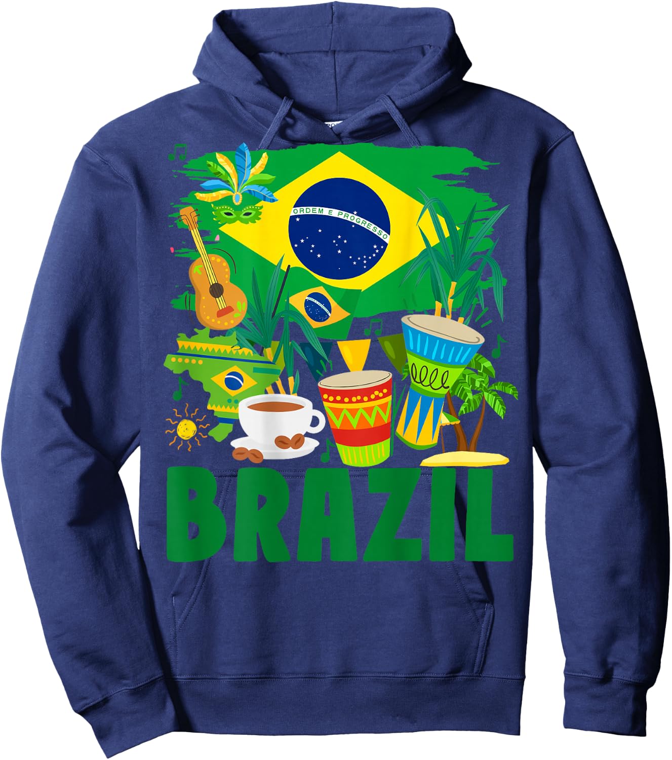 Brazil Flag Outfit Idea For Kids Brazil & Brazilian Flag Hoodie - Hoodie | Navy