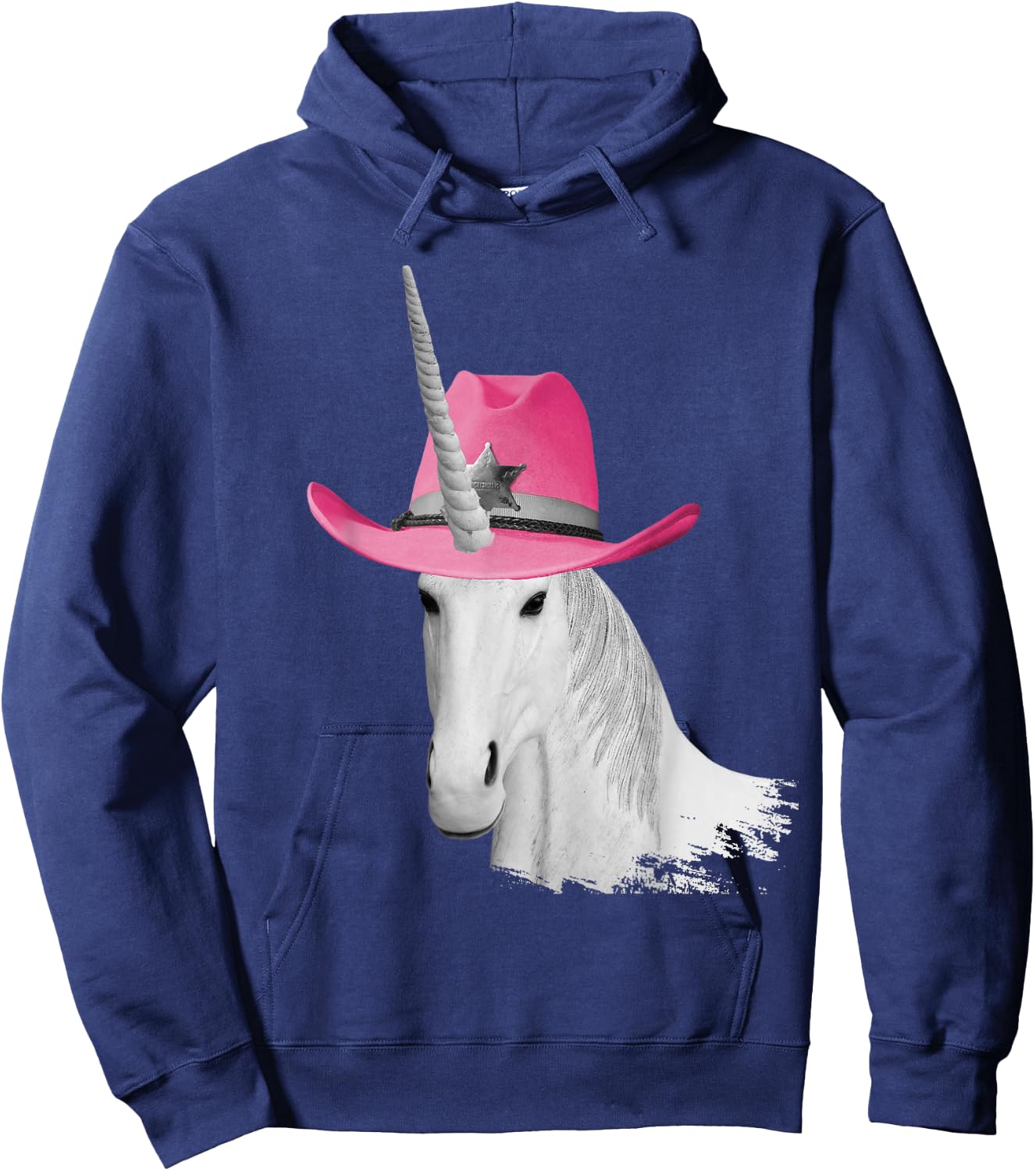 Unicorn Wearing Pink Cowboy Hat Cowgirl Hoodie - Hoodie | Navy