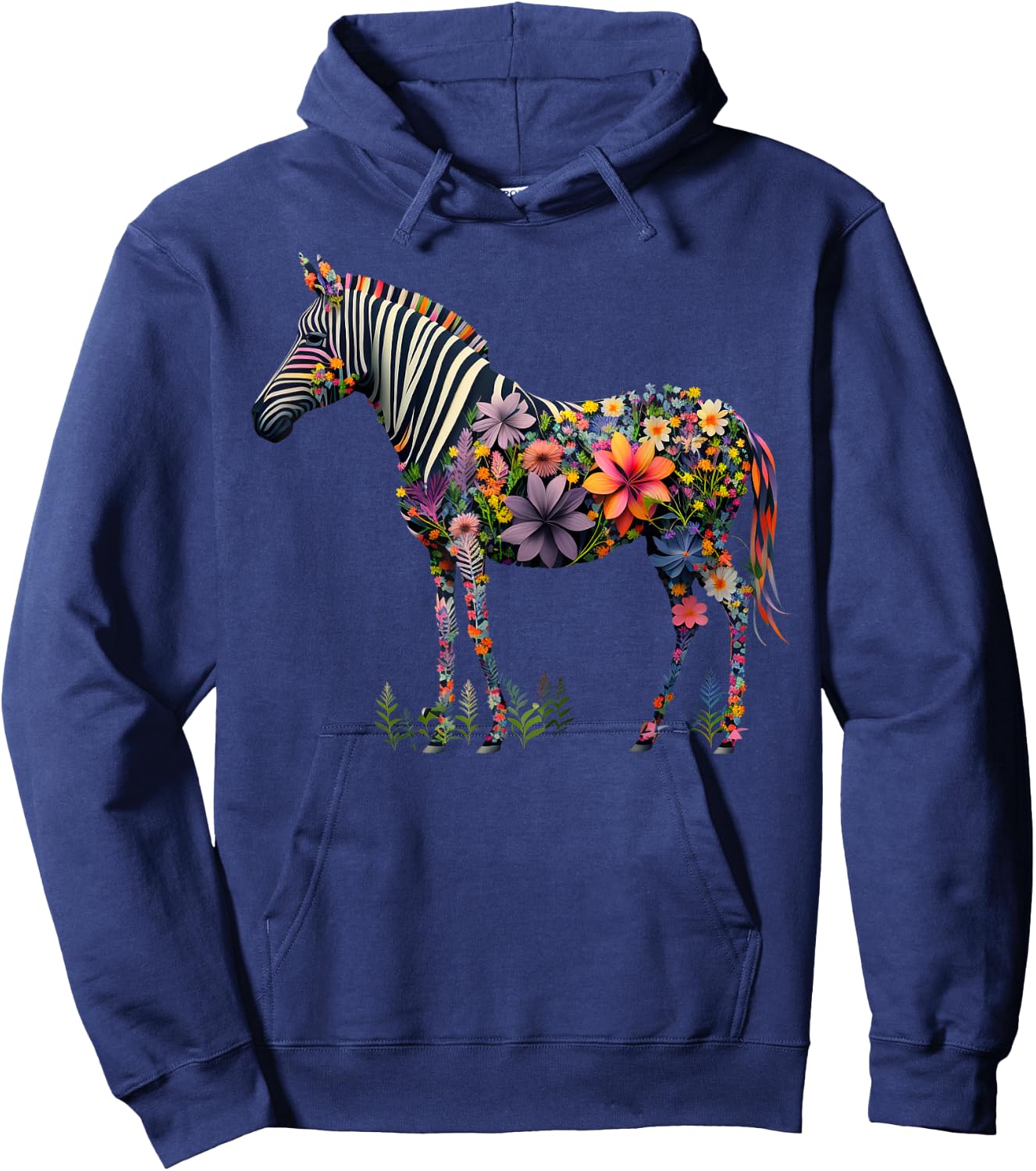 Cute Flower Zebra on summer Floral Zebra Men Women Kids Hoodie - Hoodie | Navy