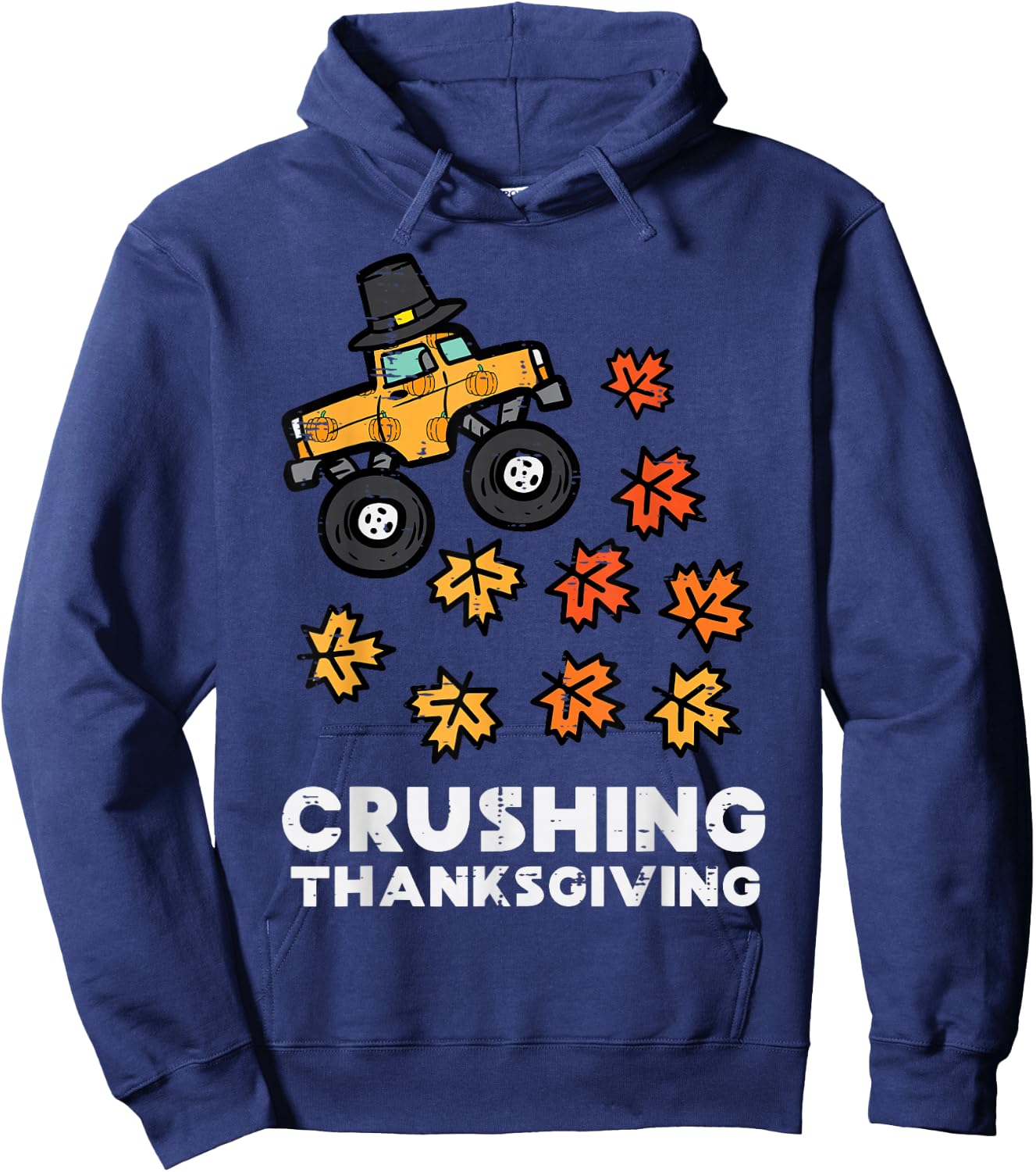 Crushing Thanksgiving Monster Truck Fall Toddler Boys Kids Hoodie - Hoodie | Navy