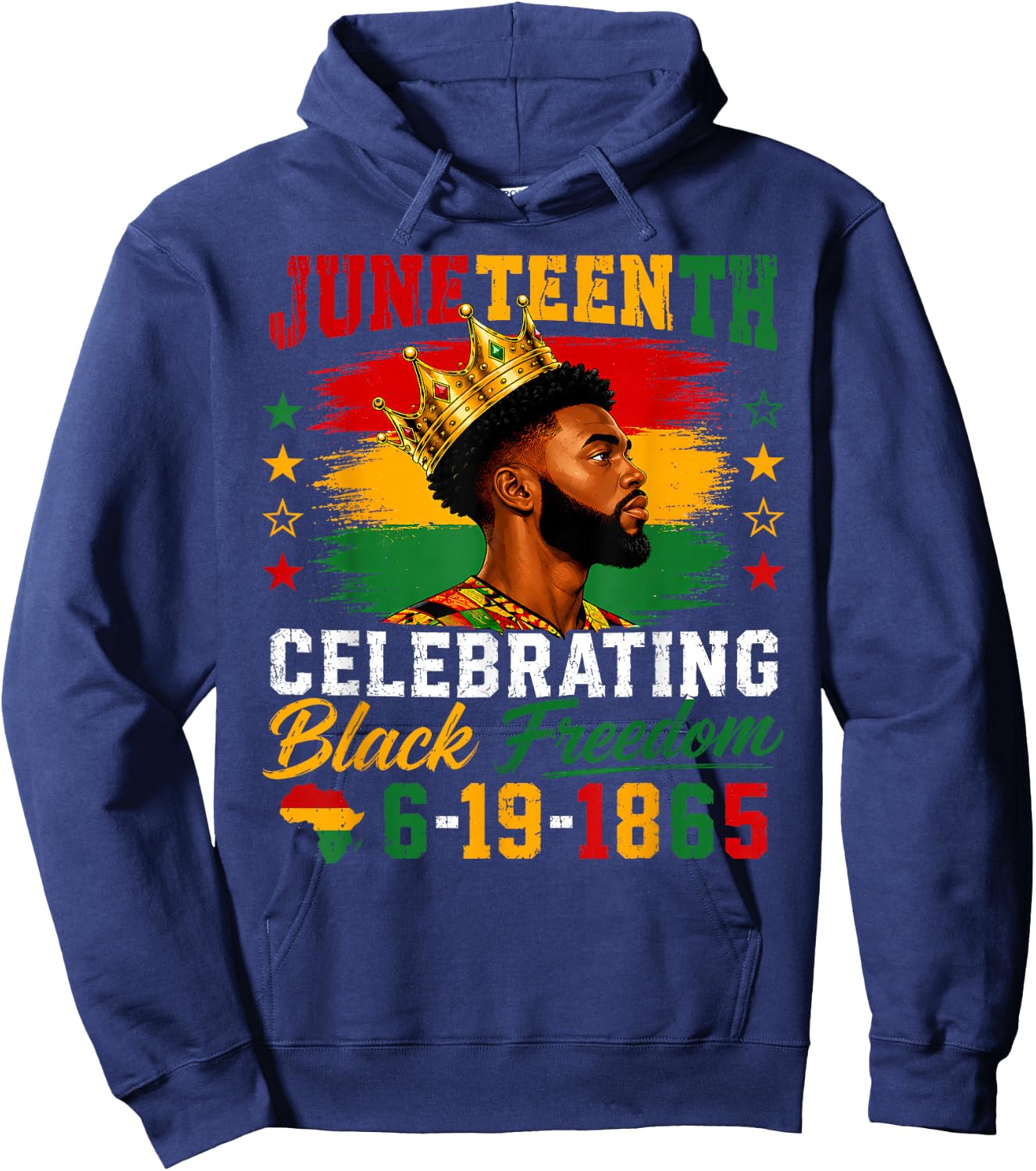 Juneteenth Shirts Men Black King Black American Freedom 1865 Hoodie - Hoodie | Navy