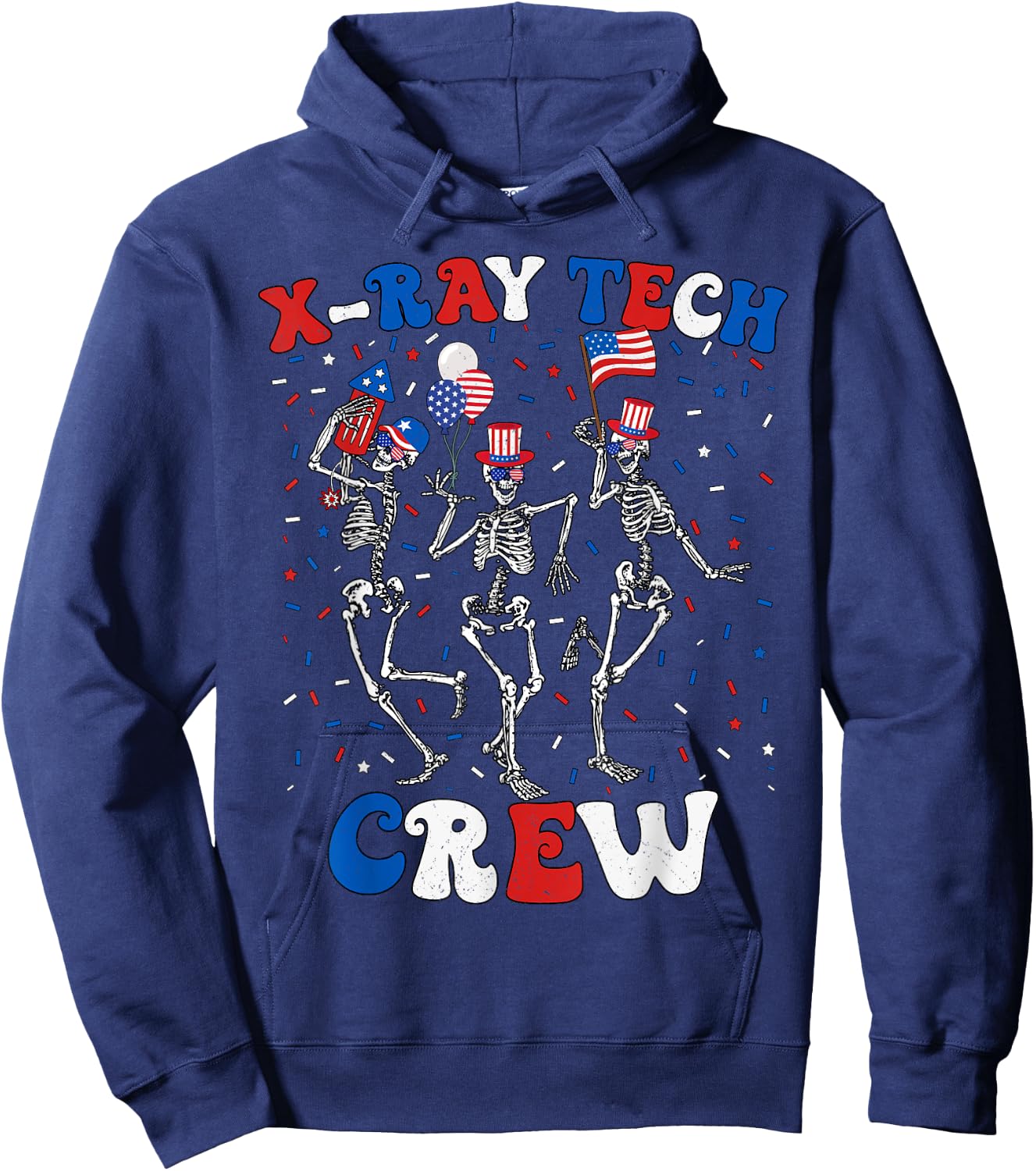 Skeleton X-Ray Tech Crew 4th Of July Radiology Rad Tech Hoodie - Hoodie | Navy