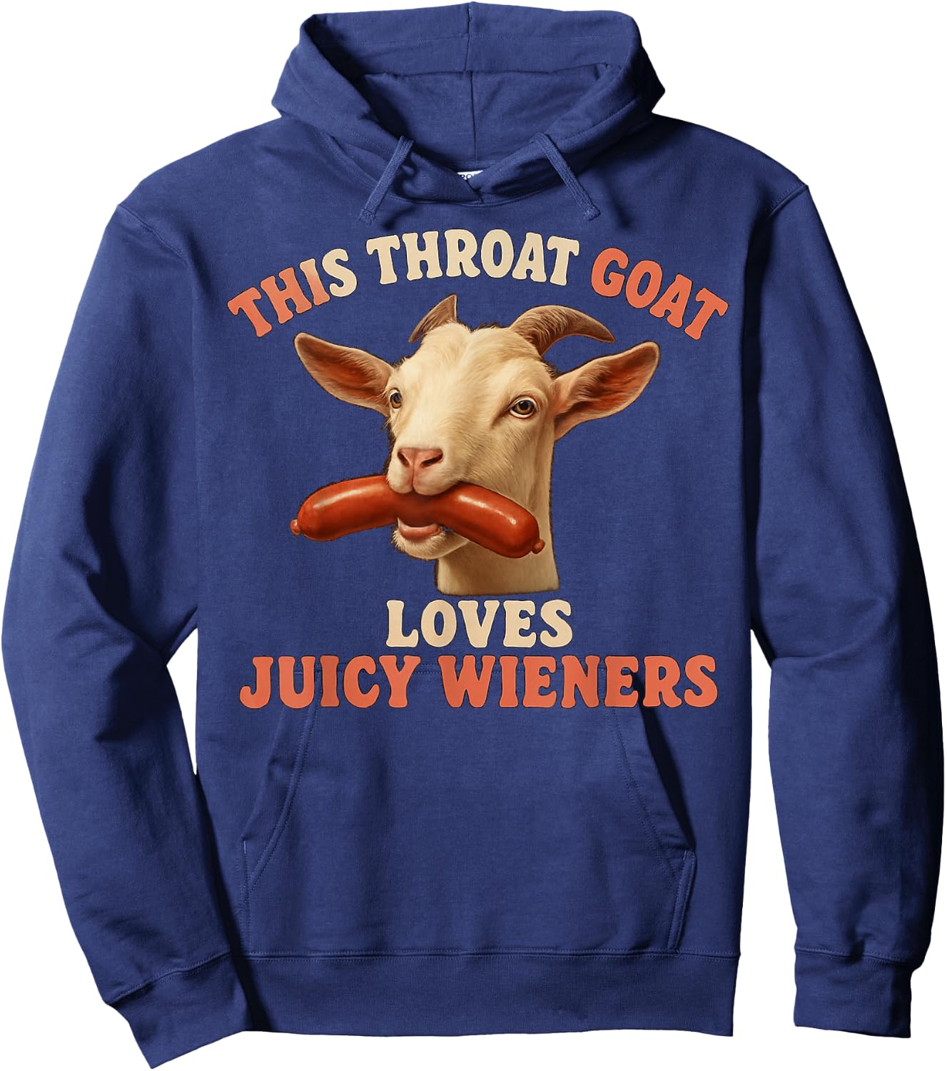 Playful Goat with Sausage Humor Design Hoodie - Hoodie | Navy