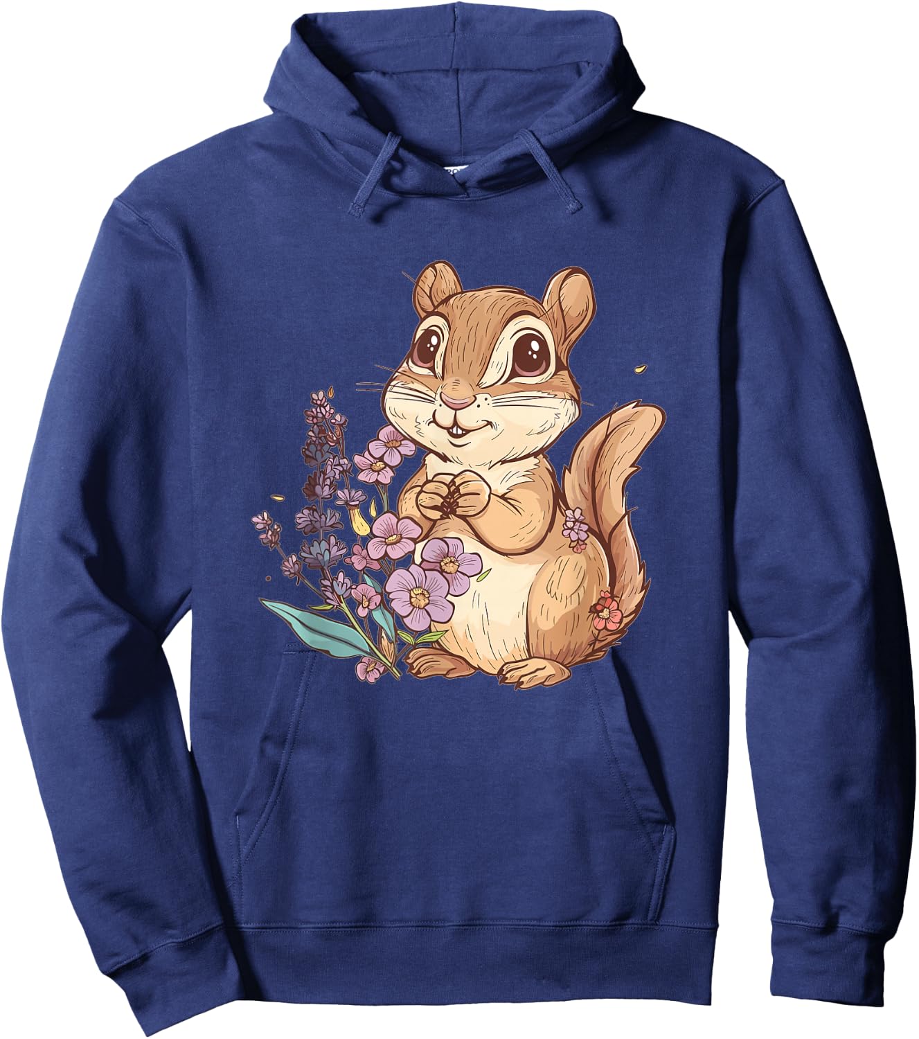 Cute Chipmunk With Flowers I Kids Chipmunk Hoodie - Hoodie | Navy
