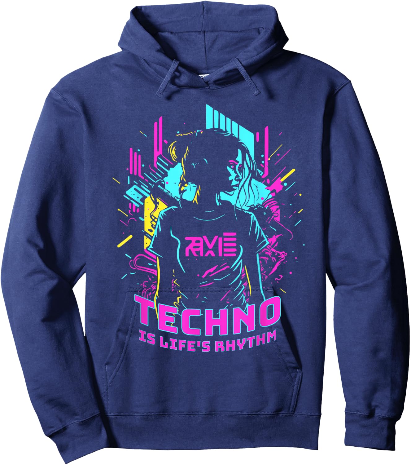 Techno Is Life's Rhythm , black Hoodie - Hoodie | Navy