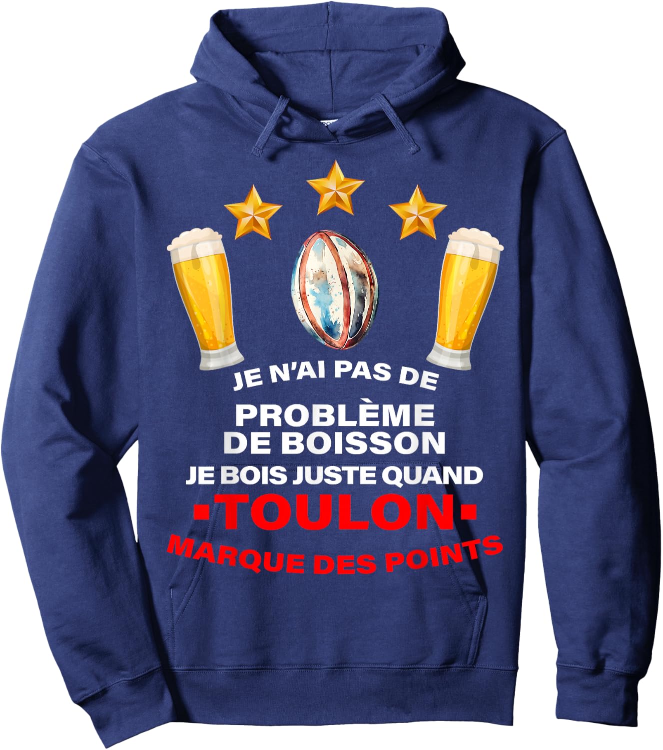 Supporter Rugby Toulon Humour Aperitif Third Half , Black, S Hoodie - Hoodie | Navy