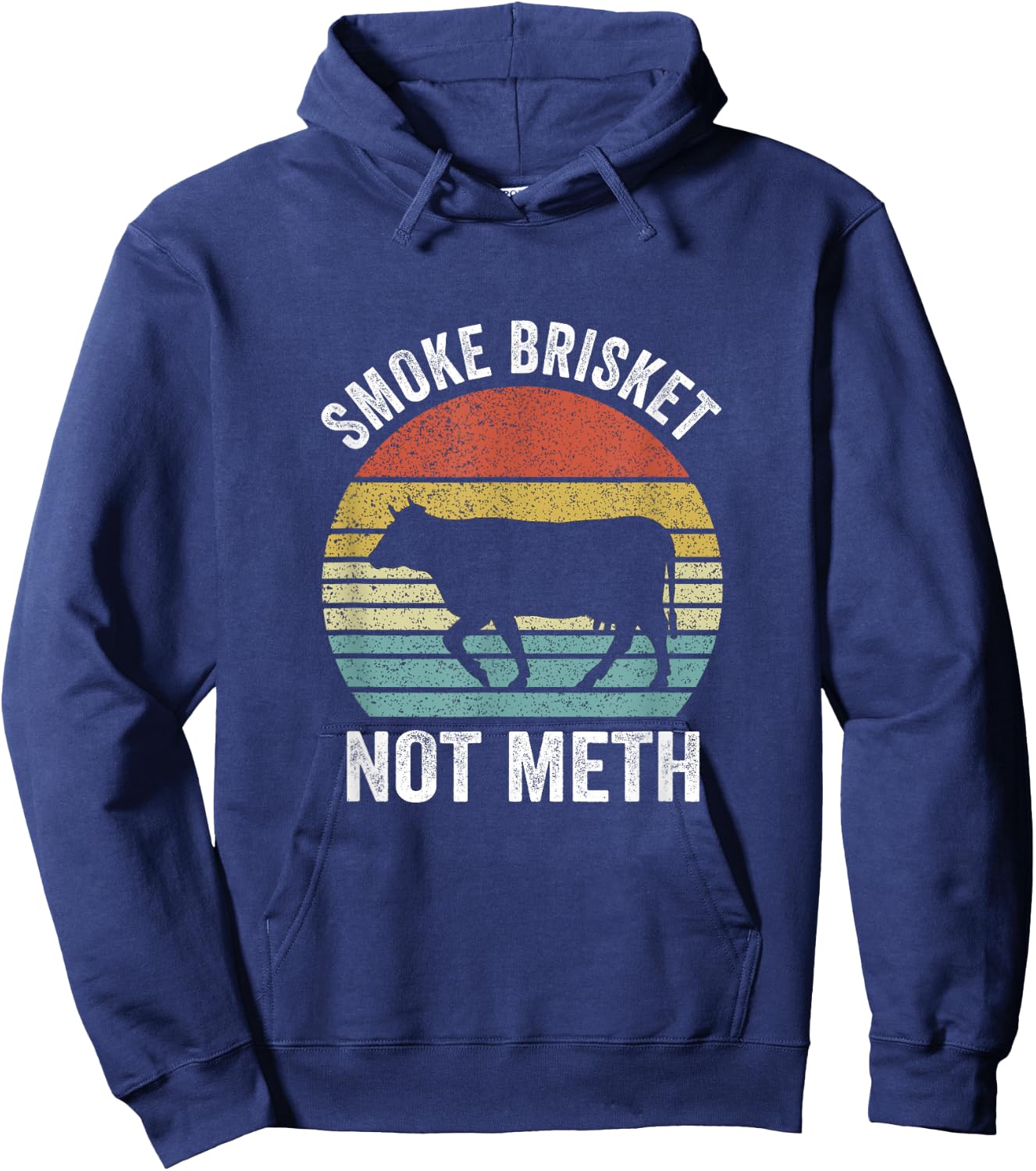 Vintage Smoke Brisket Not Meth Funny BBQ Grilling Master Hoodie - Hoodie | Navy
