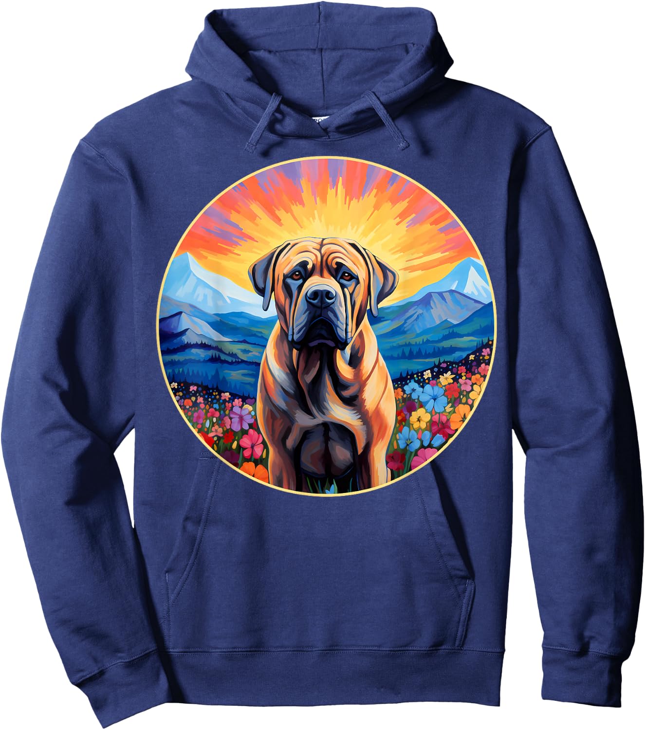Cute Boerboel Flower Mountain South African Mastiff Dog Hoodie - Hoodie | Navy