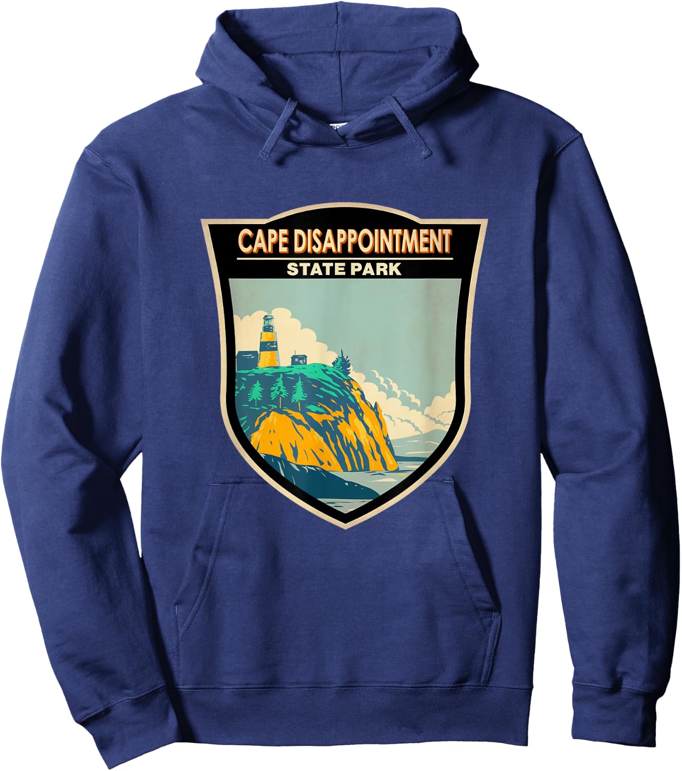Cape Disappointment State Park Washington Badge Vintage Hoodie - Hoodie | Navy