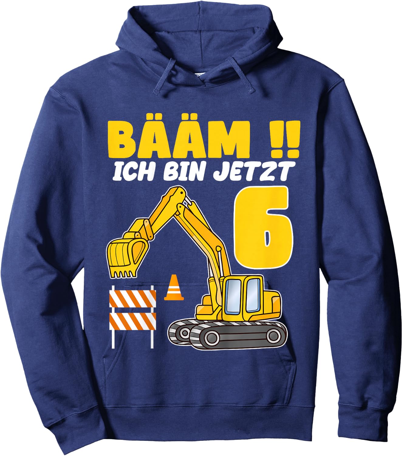 Children's Bäm ich bin 6 Birthday Digger 6 Birthday Shirt Boy , black Hoodie - Hoodie | Navy