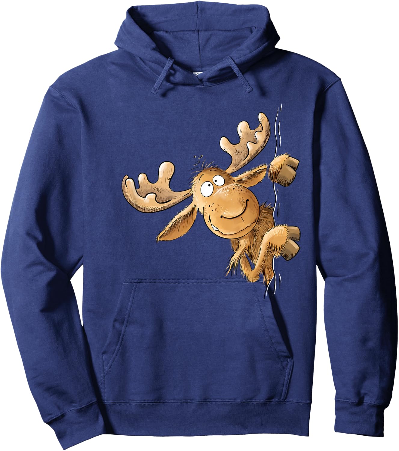 Funny with Cartoon I Elk Wild Animal Motif, black Hoodie - Hoodie | Navy