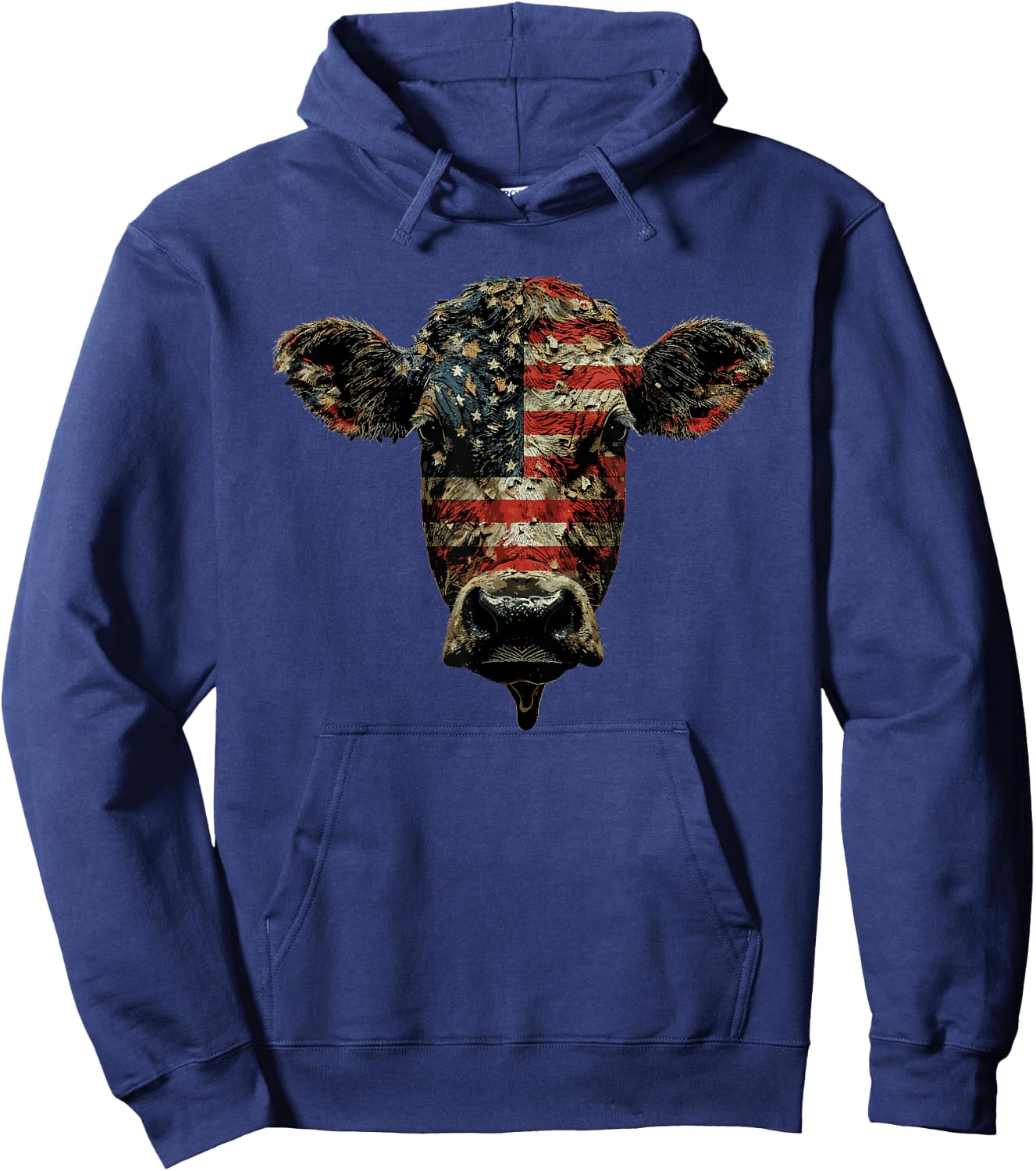 Cow Farm Patriotic Farmer 4th Of July USA American Flag Men Hoodie - Hoodie | Navy