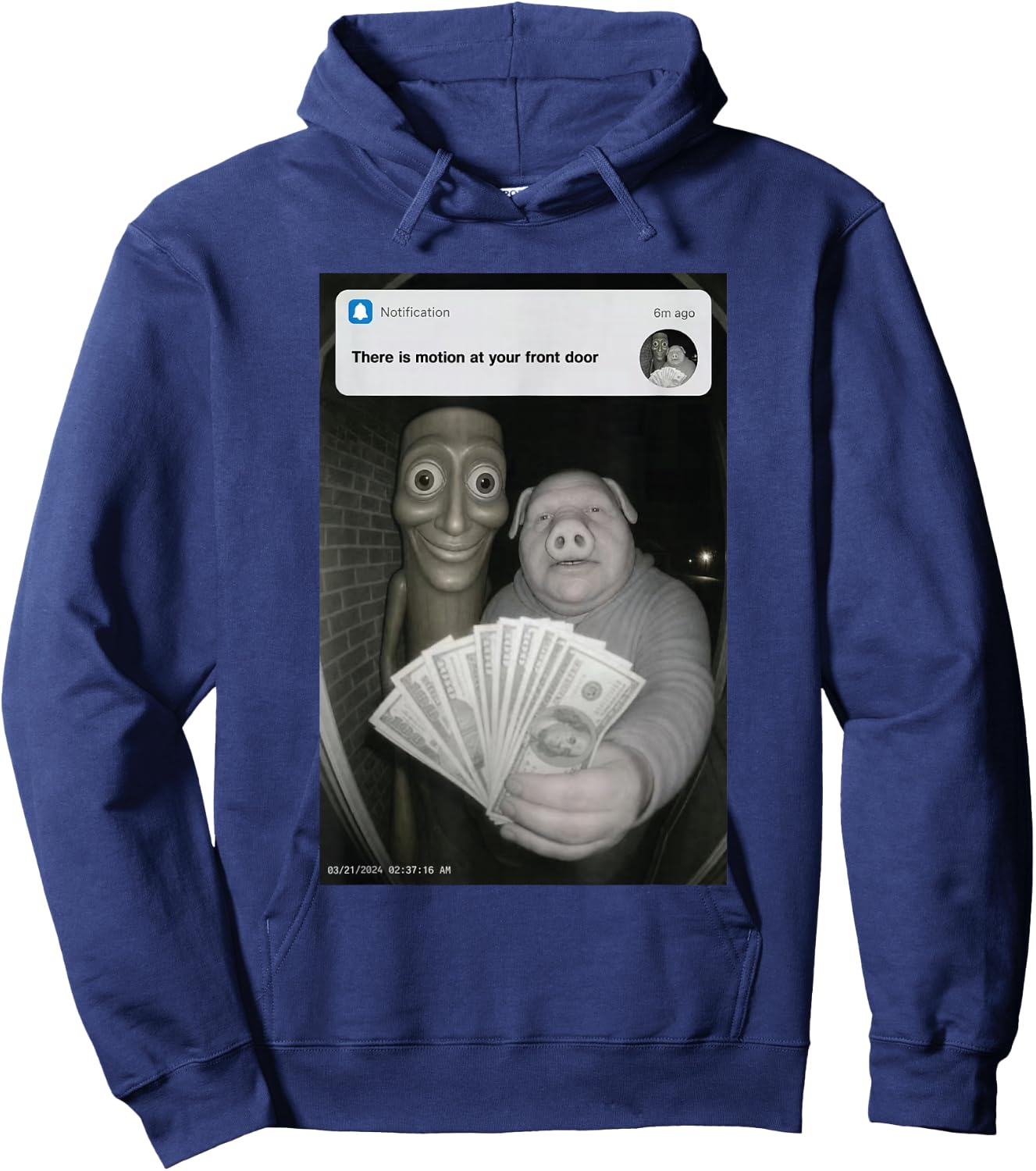 There is Motion At Your Haustür Tung Tung Sahur John Pork Hoodie - Hoodie | Navy