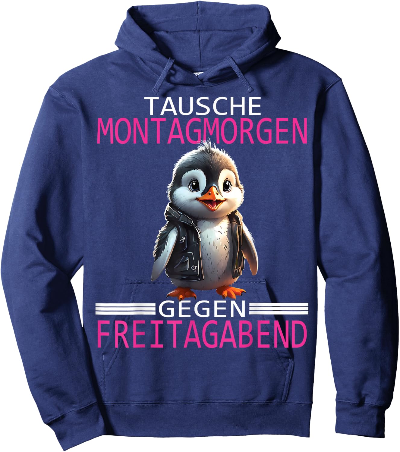 Arbeiten Witziger Lustiger Spruch Fun Sprüche süßes Pinguin Hoodie - Hoodie | Navy