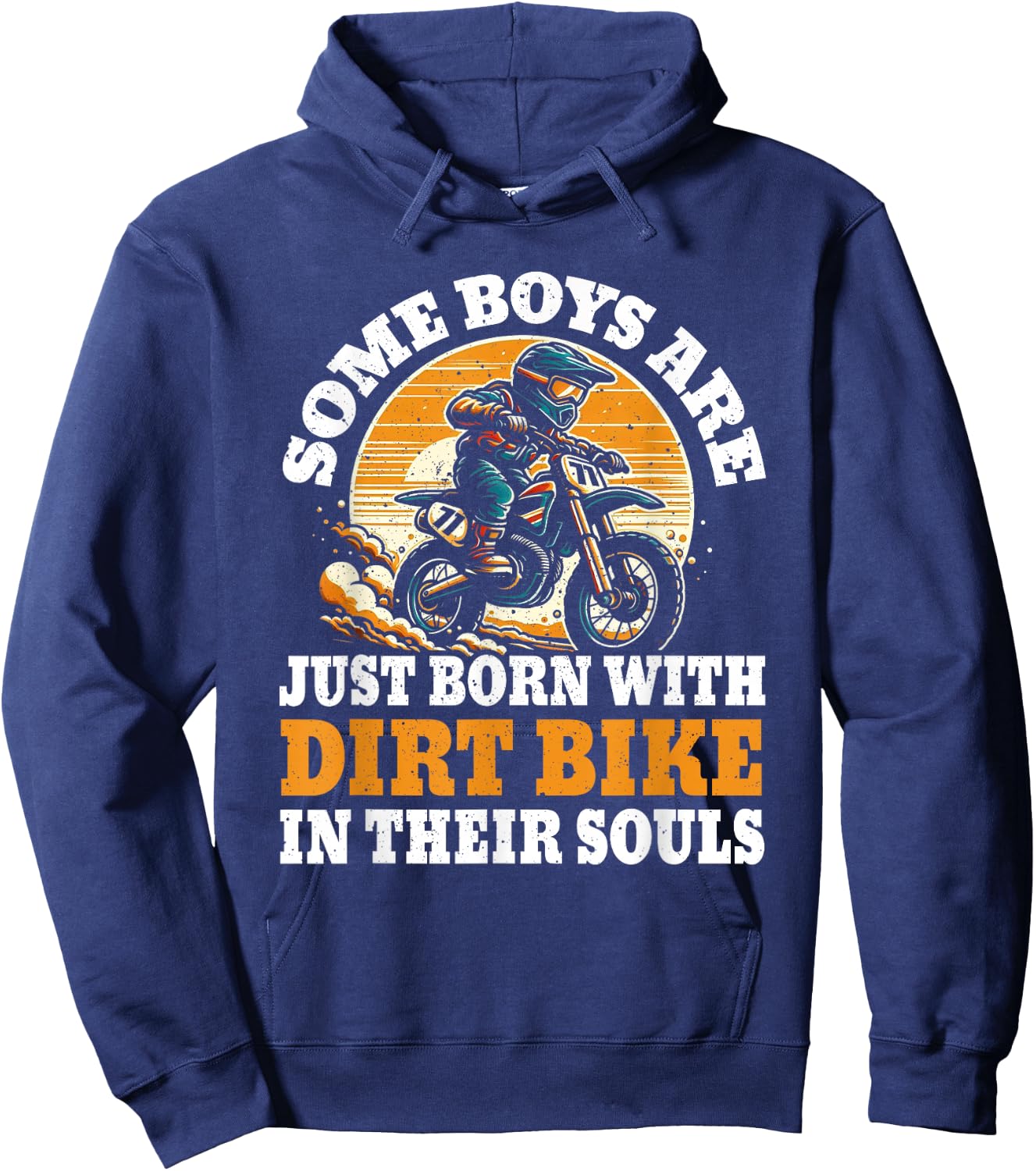 Youth Boy Dirt Bike Toddler Motocross Hoodie - Hoodie | Navy