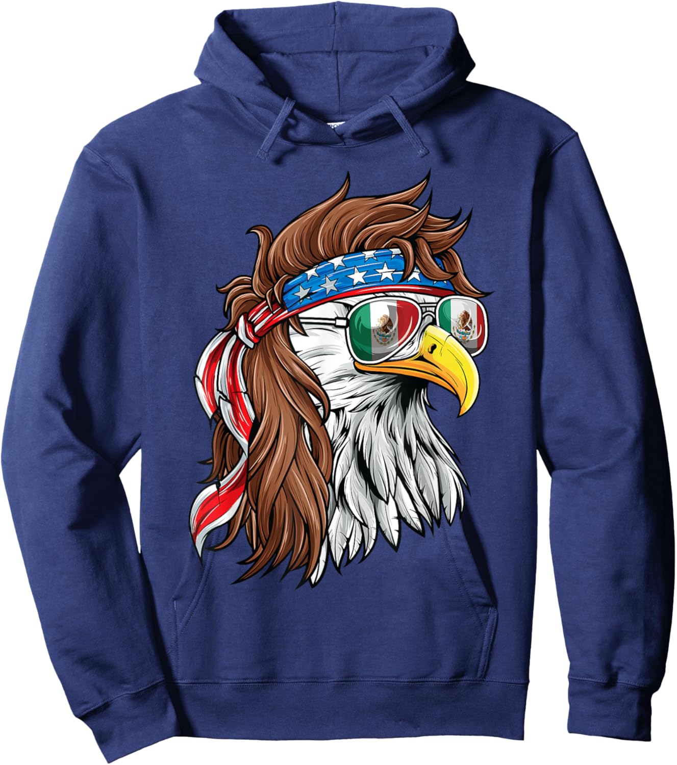 Mexican American Shirt Bald Eagle USA Mexico Flag July 4th Hoodie - Hoodie | Navy