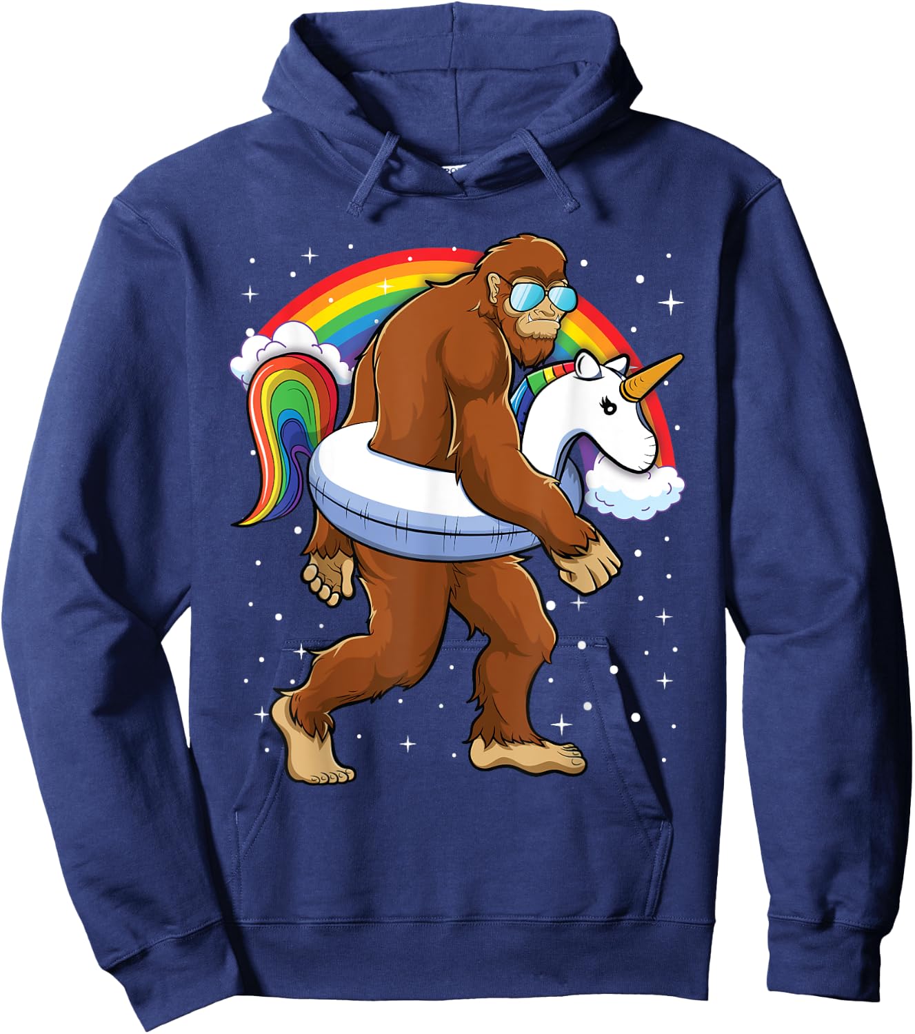 Bigfoot Unicorn Rainbow Shirt Boys Kids Girls Toddlers Hoodie - Hoodie | Navy