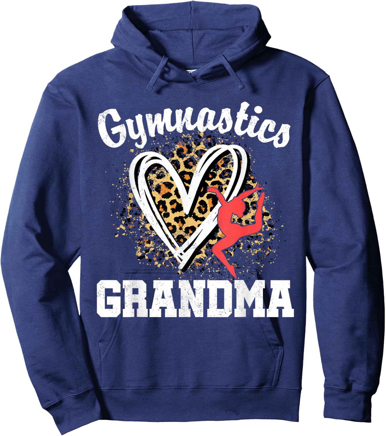 Gymnastics Grandma Leopard Heart Gymnast Matching Family Hoodie - Hoodie | Navy