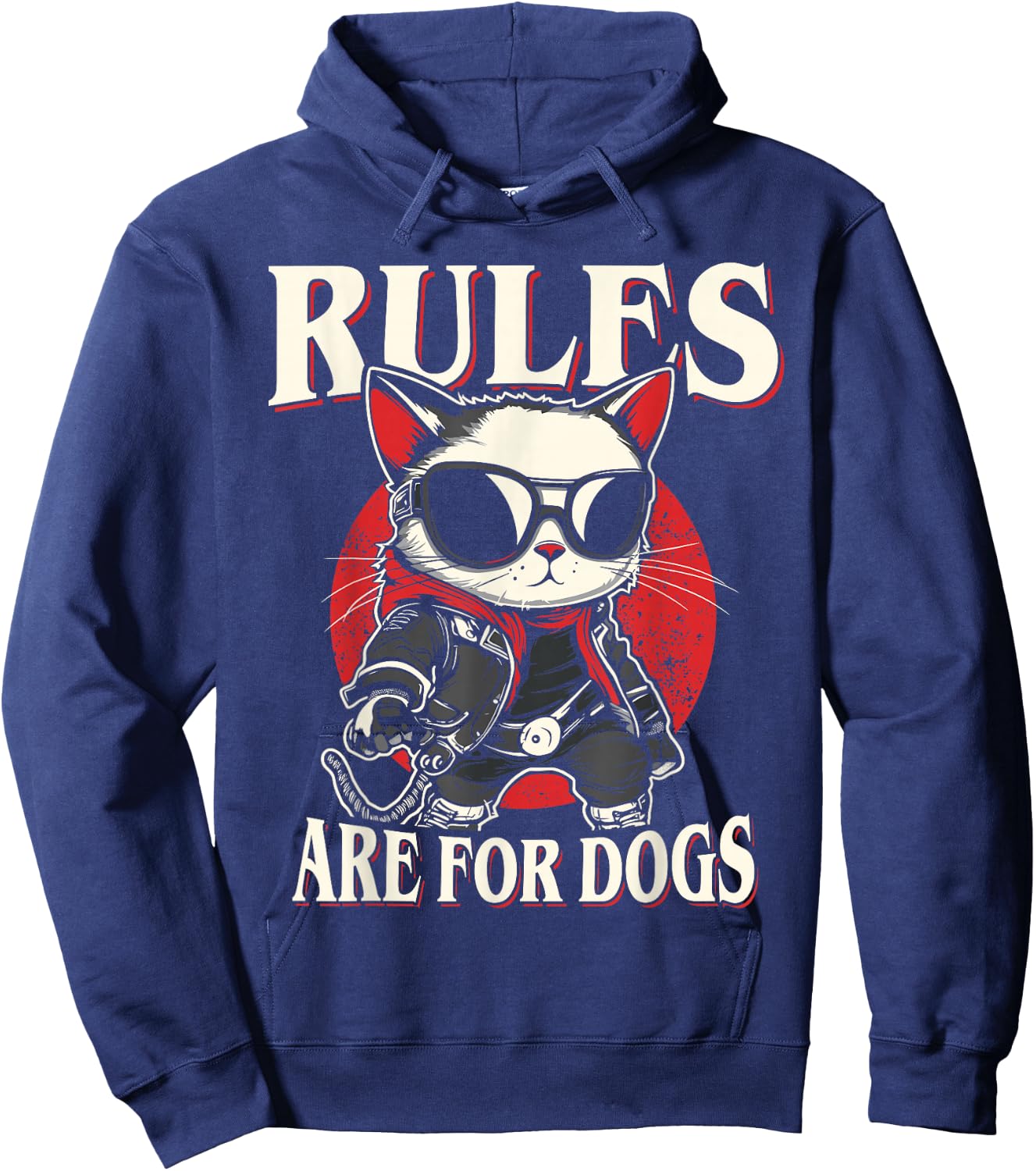 Funny Cat - Rules are for Dogs Men Women Kids Hoodie - Hoodie | Navy