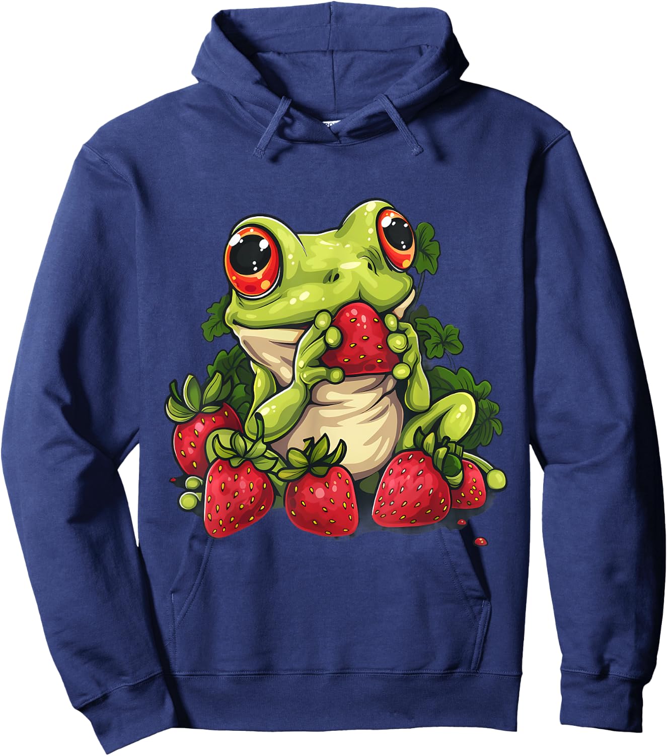 Strawberry Frog Strawberries Animal Print Wildlife Drawing Hoodie - Hoodie | Navy