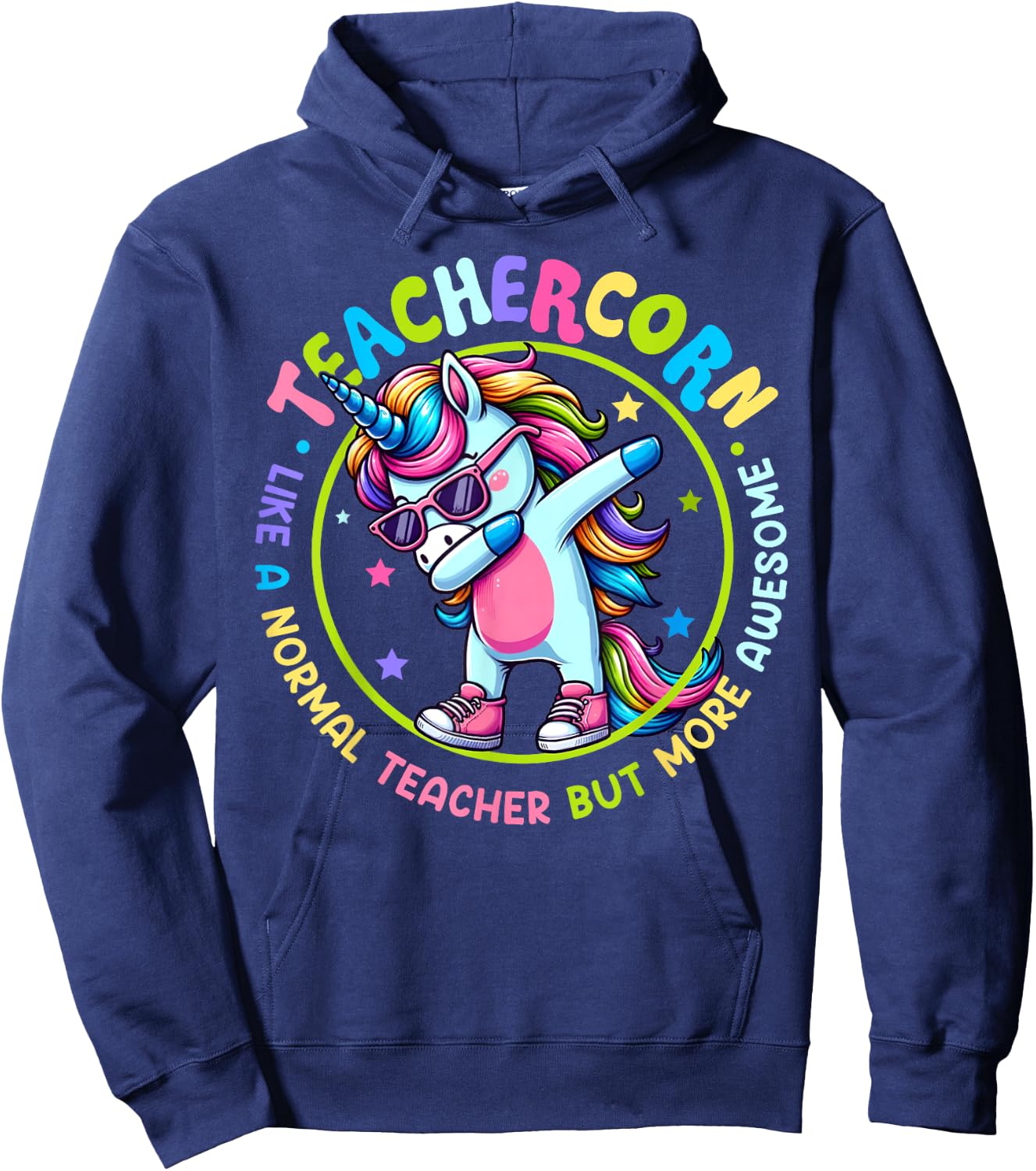 Teachercorn Cool Teacher Unicorn Dabbing Funny Teaching Life Women Hoodie - Hoodie | Navy