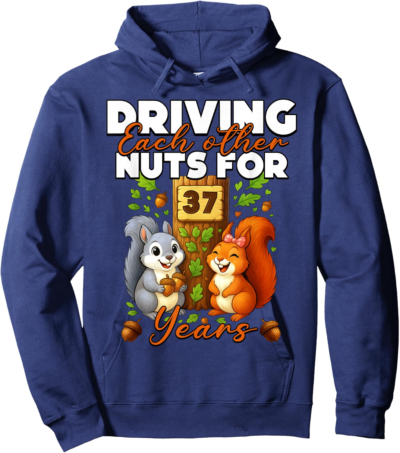 37 Years Couple 37th Wedding Anniversary Matching Squirrel Hoodie - Hoodie | Navy