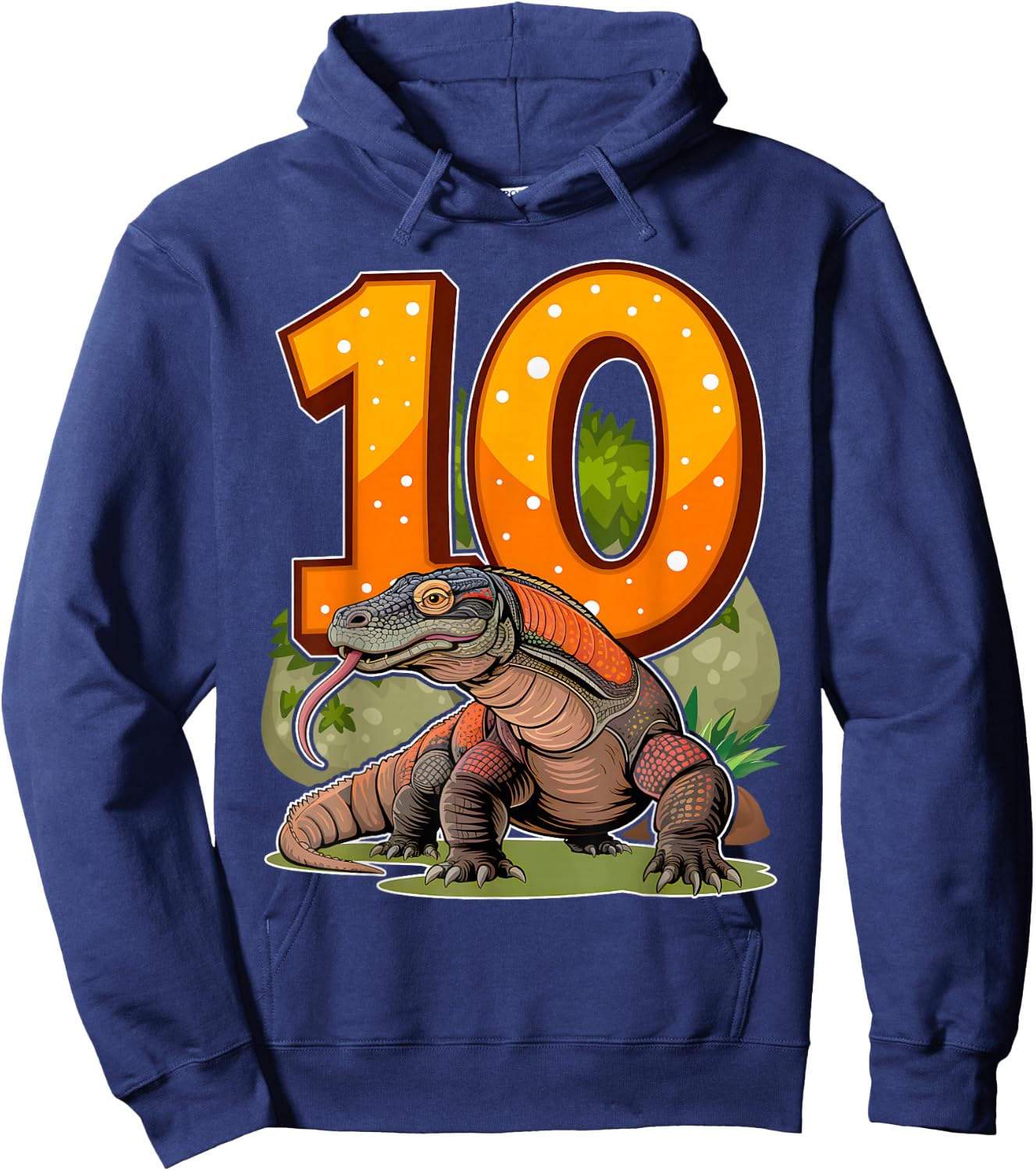 10 Year Old Komodo Dragon Reptile 10th Birthday Party B-Day Hoodie - Hoodie | Navy