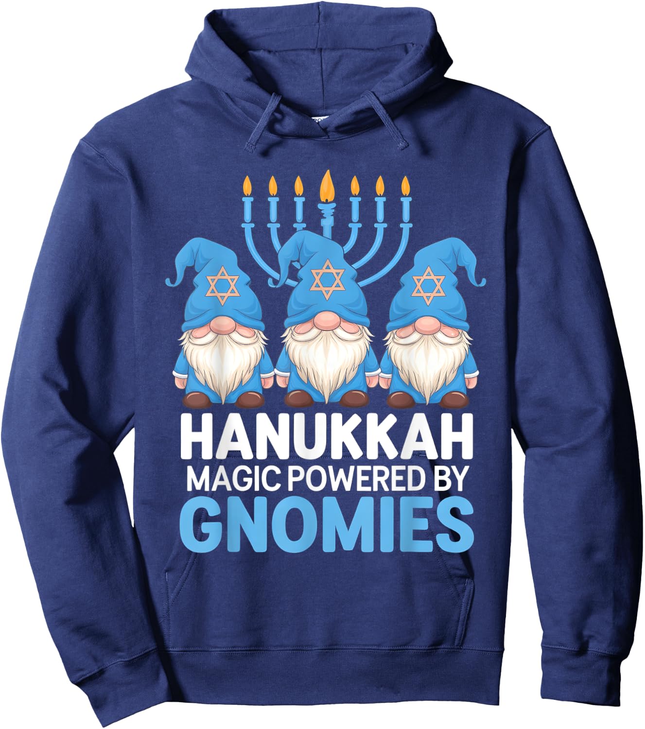 Funny Hanukkah Gnome Magic Powered Gnomies Hoodie - Hoodie | Navy