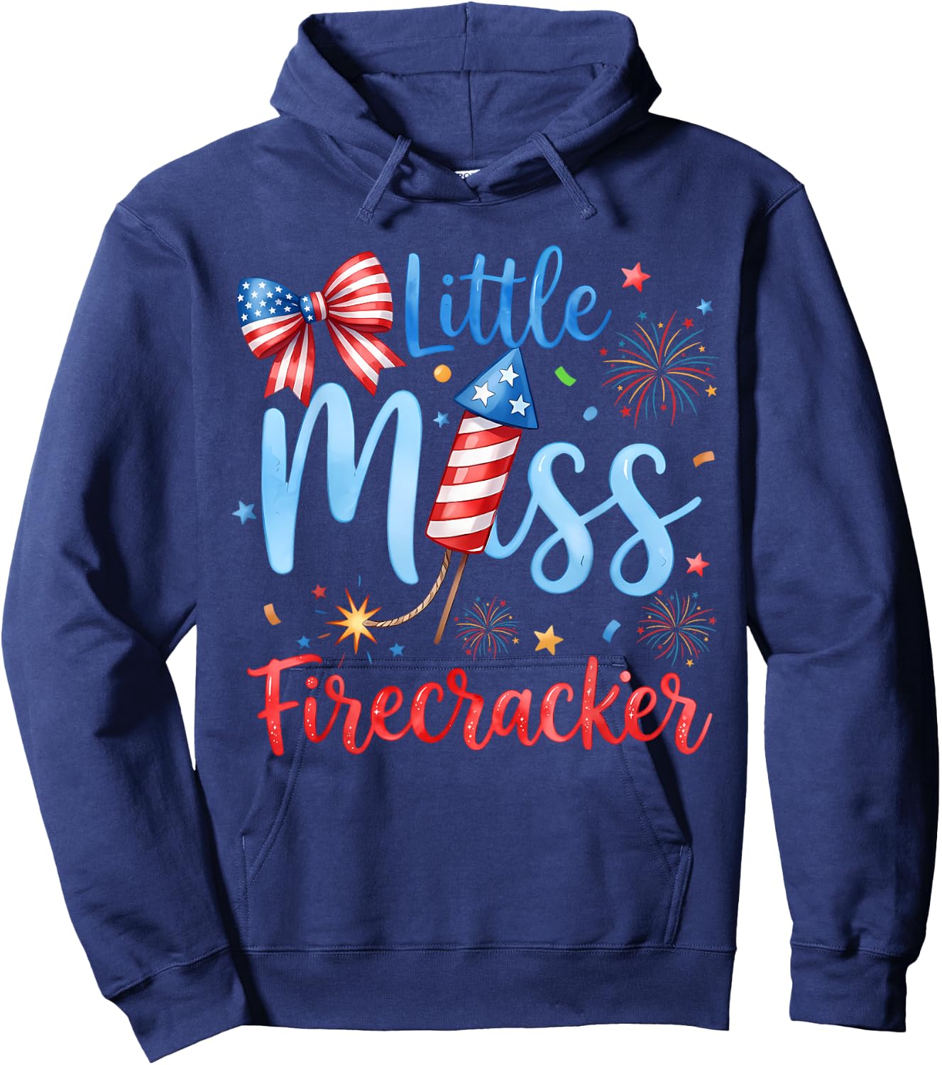 Miss Firecracker 4th July America Patriot Toddler Girl Kids Hoodie - Hoodie | Navy