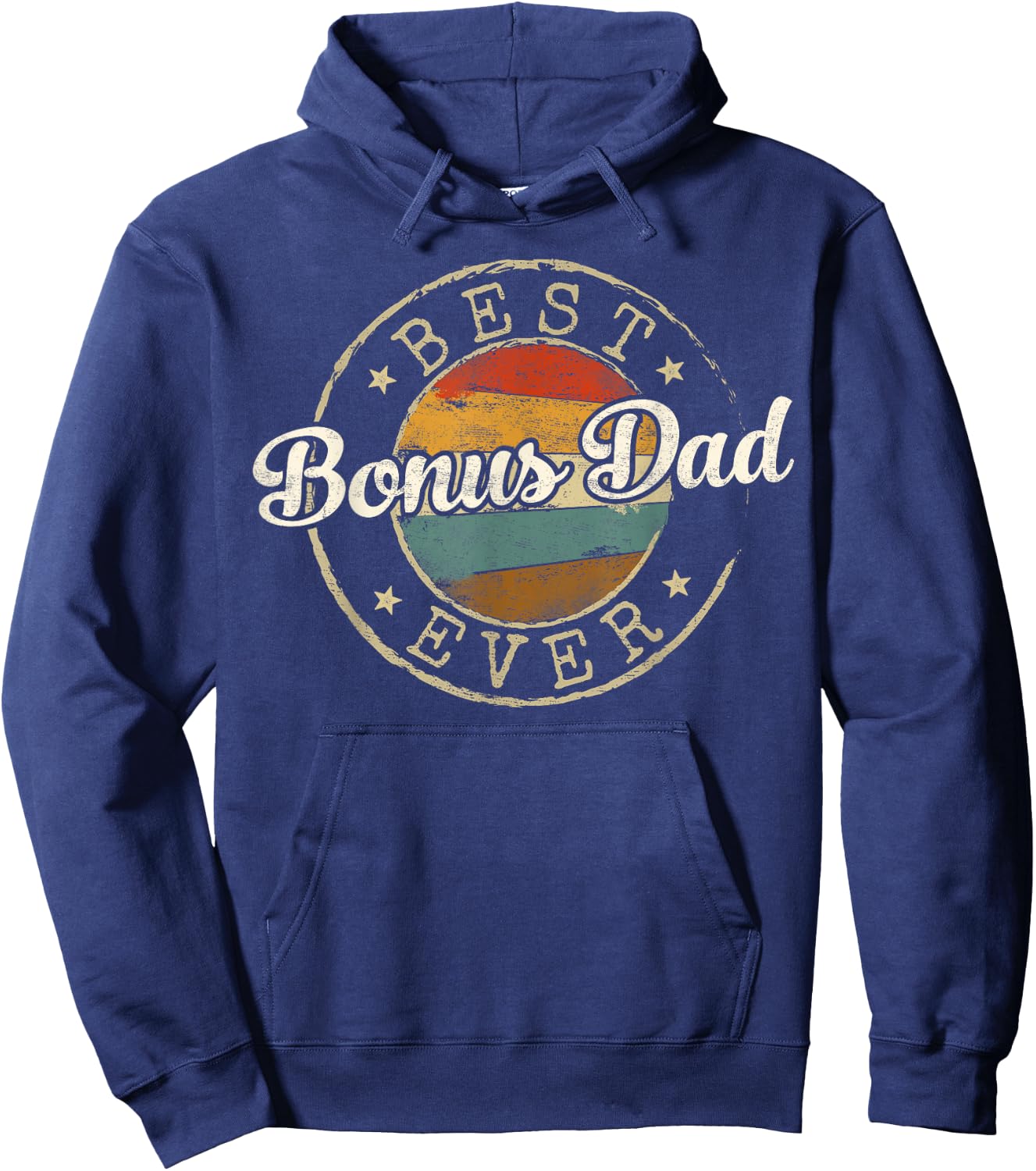Best Bonus Dad Ever Vintage Stamp Fathers Day Dad to Be Hoodie - Hoodie | Navy