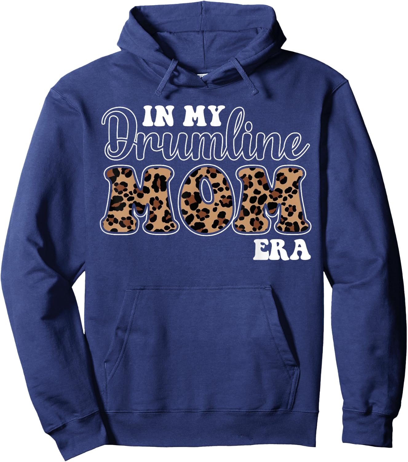 In My Drumline Mom Era Leopard Print Groovy Brass Band Hoodie - Hoodie | Navy