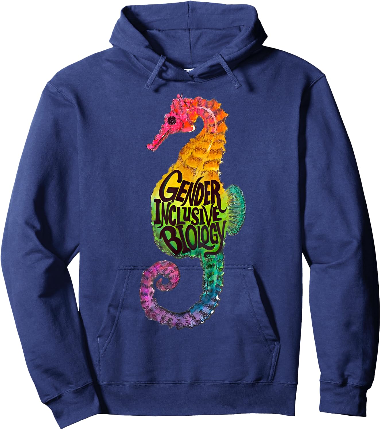 Rainbow Seahorse Dad Gay Pride Month LGBTQ Fathers Day Hoodie - Hoodie | Navy