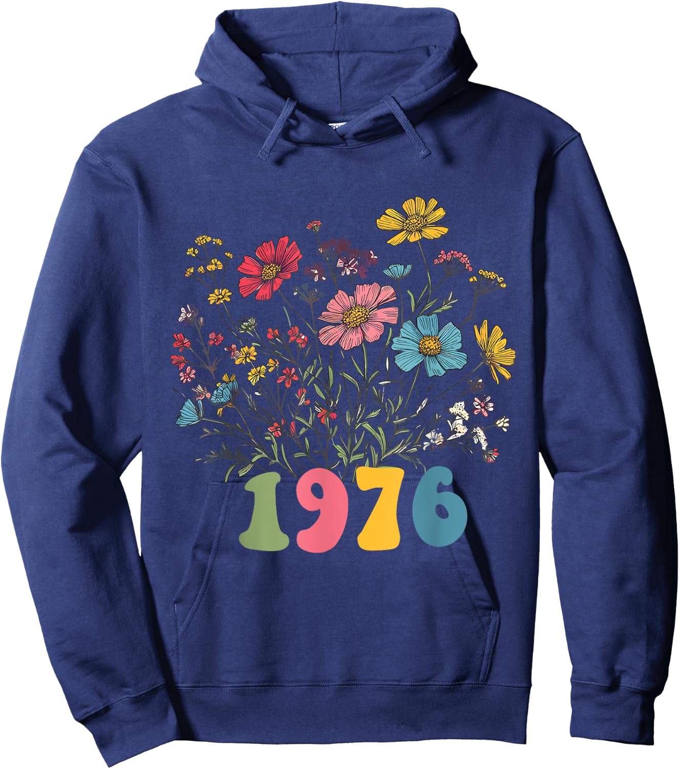 Wildflower Born 1976 49th Birthday 1976 Women's Birthday Hoodie - Hoodie | Navy