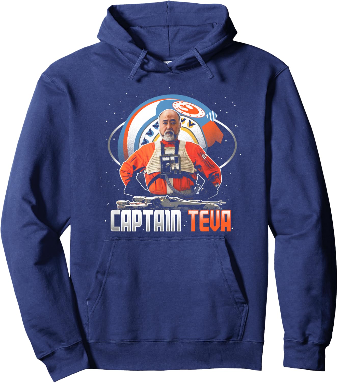 Star Wars: The Mandalorian Captain Teva Retro Space Poster Hoodie - Hoodie | Navy