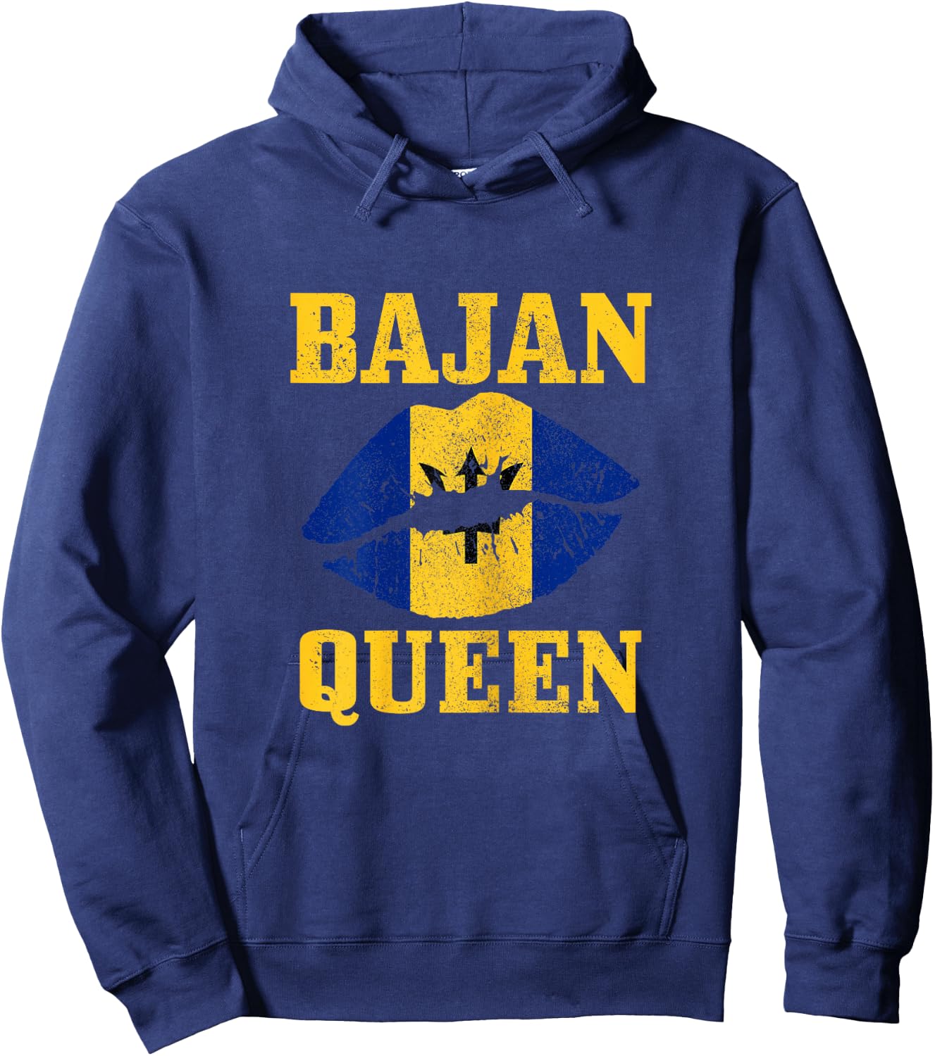 Bajan Queen Barbados Flag Pride Vintage Girl Women Hoodie - Hoodie | Navy