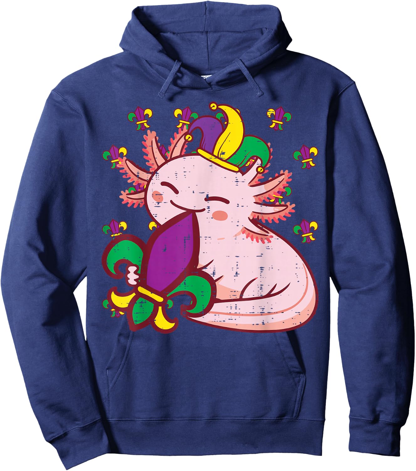 Mardi Gras Axolotl Fat Tuesday Boys Girls Kids Women Men Hoodie - Hoodie | Navy