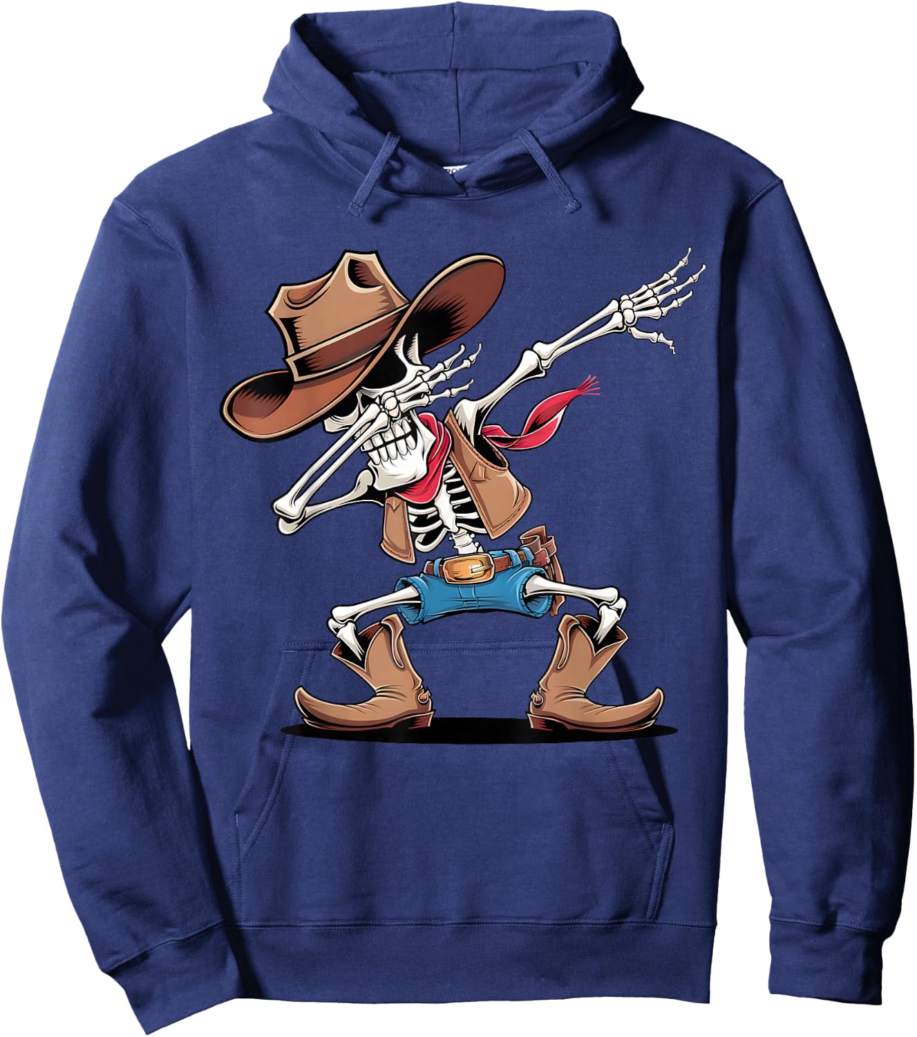 Dabbing Skeleton Cowboy Halloween Costume Boys Men Kids , black Hoodie - Hoodie | Navy