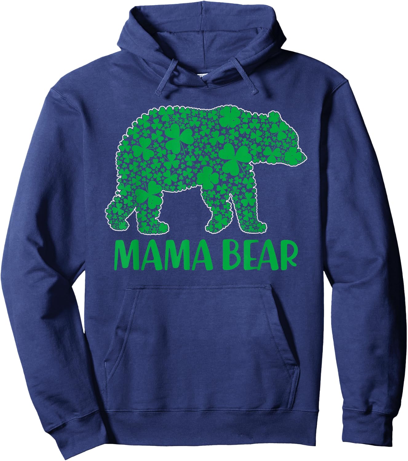 Funny Green Shamrock Mama Bear St Patricks Day Hoodie - Hoodie | Navy