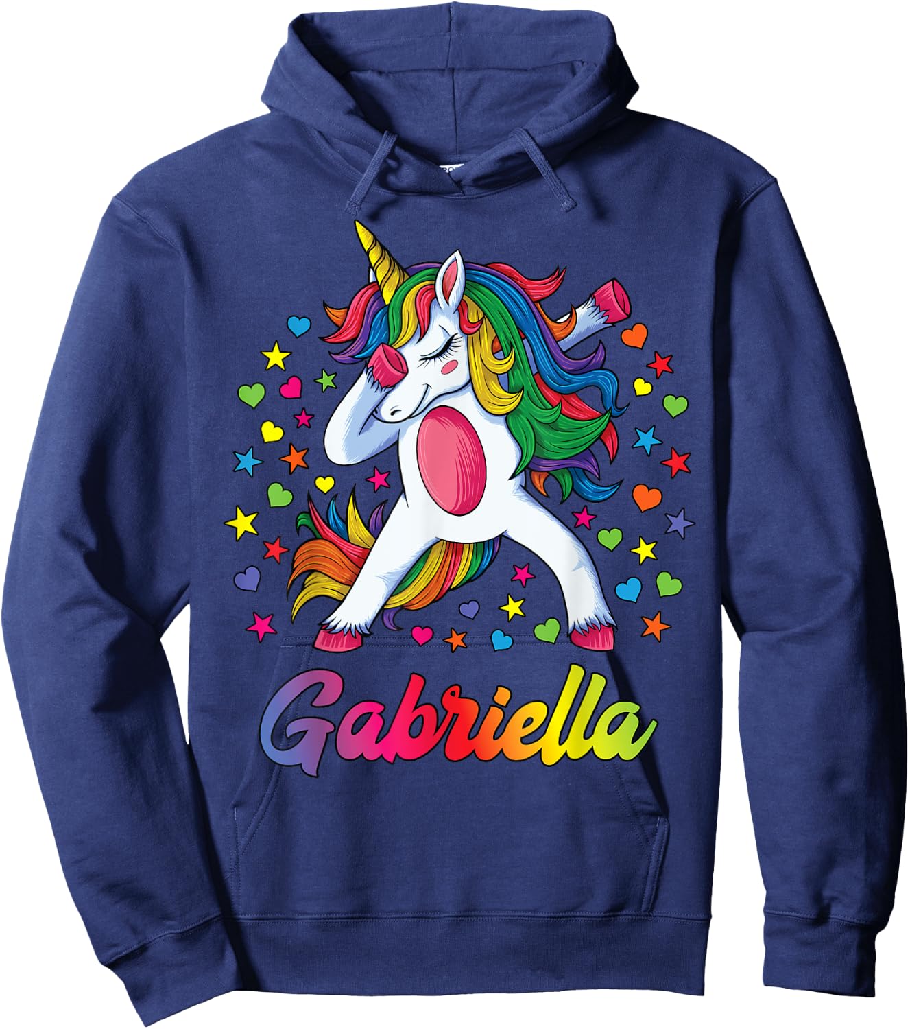 Gabriella Dabbing Unicorn Rainbow Personalized Name Custom Hoodie - Hoodie | Navy