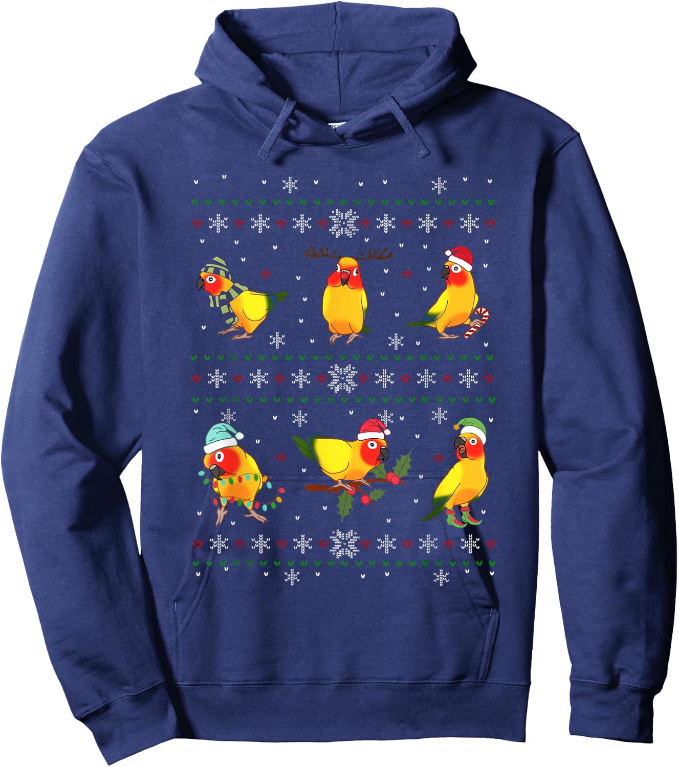 Funny Santa Parrot Decorations Sun Conure Ugly Christmas Hoodie - Hoodie | Navy