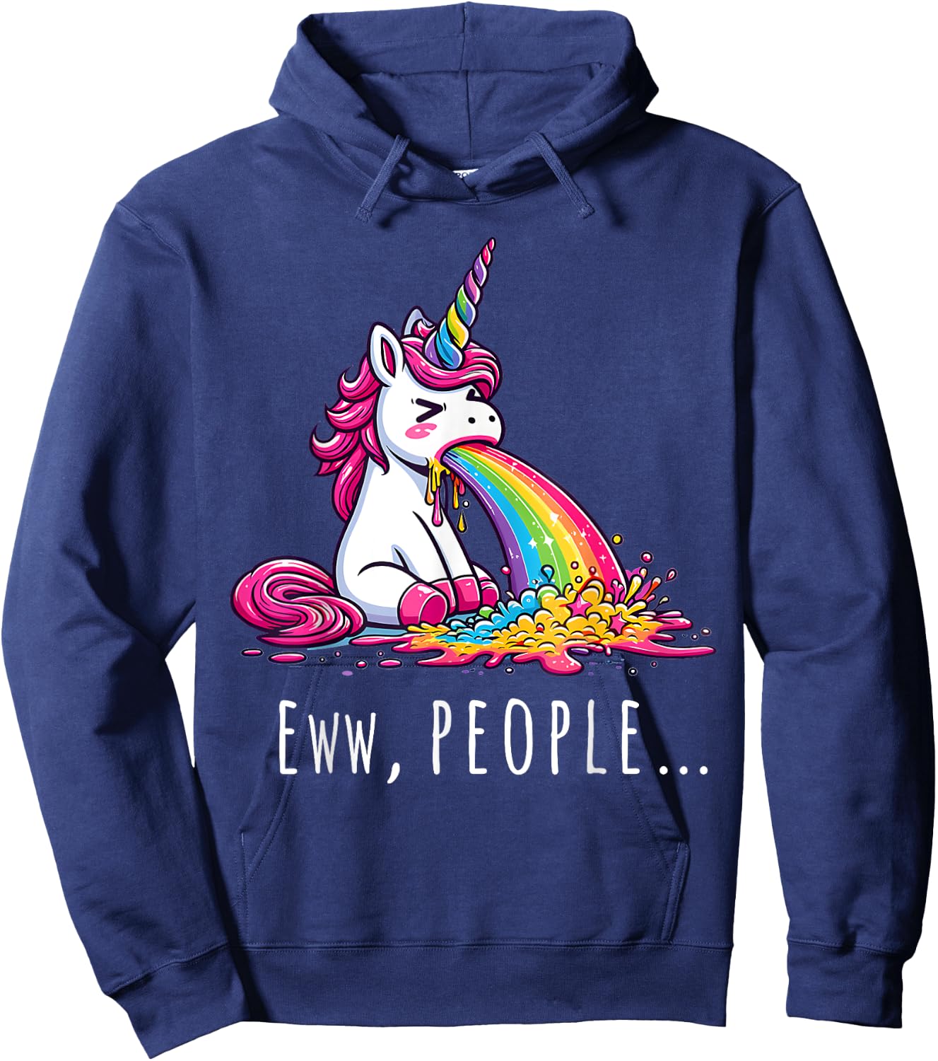 Eww People Cute Funny Unicorn Vomiting Hoodie - Hoodie | Navy