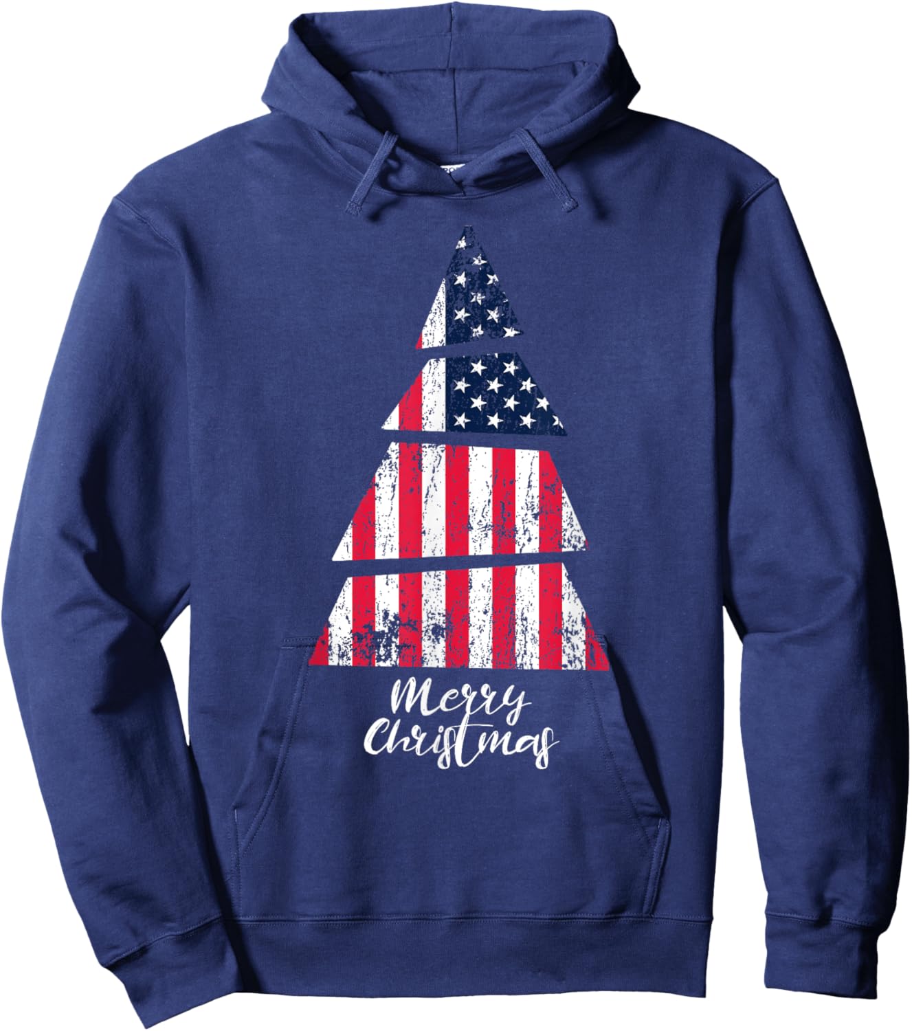 American Flag Christmas Tree - Merry Christmas Hoodie - Hoodie | Navy