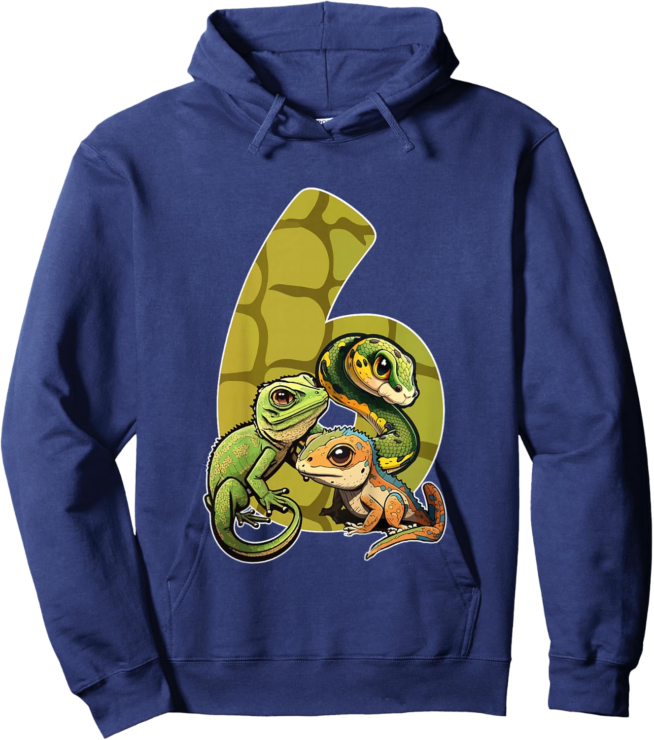 6th Reptile Birthday Party Six Year Old Lizard Birthday Hoodie - Hoodie | Navy